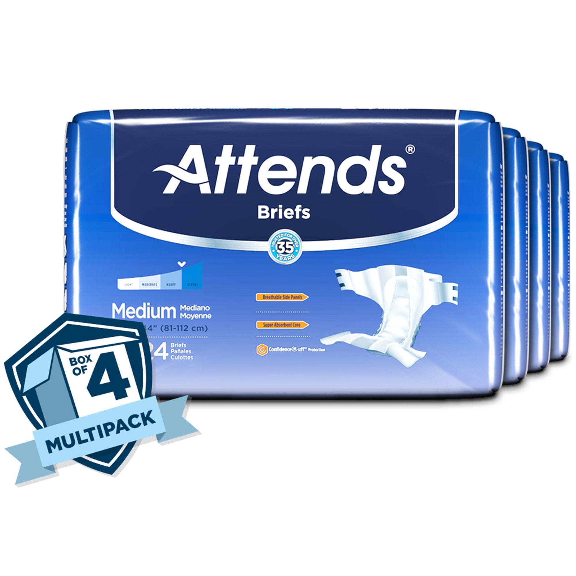 Attends Briefs Medium Heavy Absorbency Disposable Unisex 24 Pack