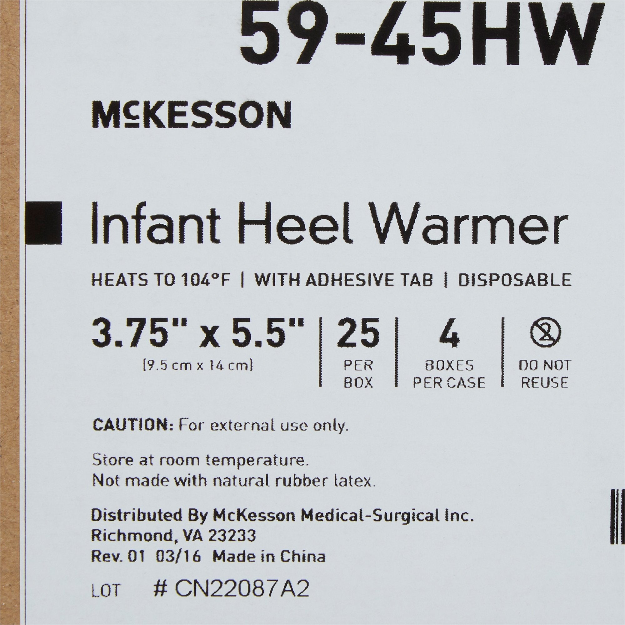 McKesson Infant Heel Warmer, 3¾ x 5½ Inch (100 Units)