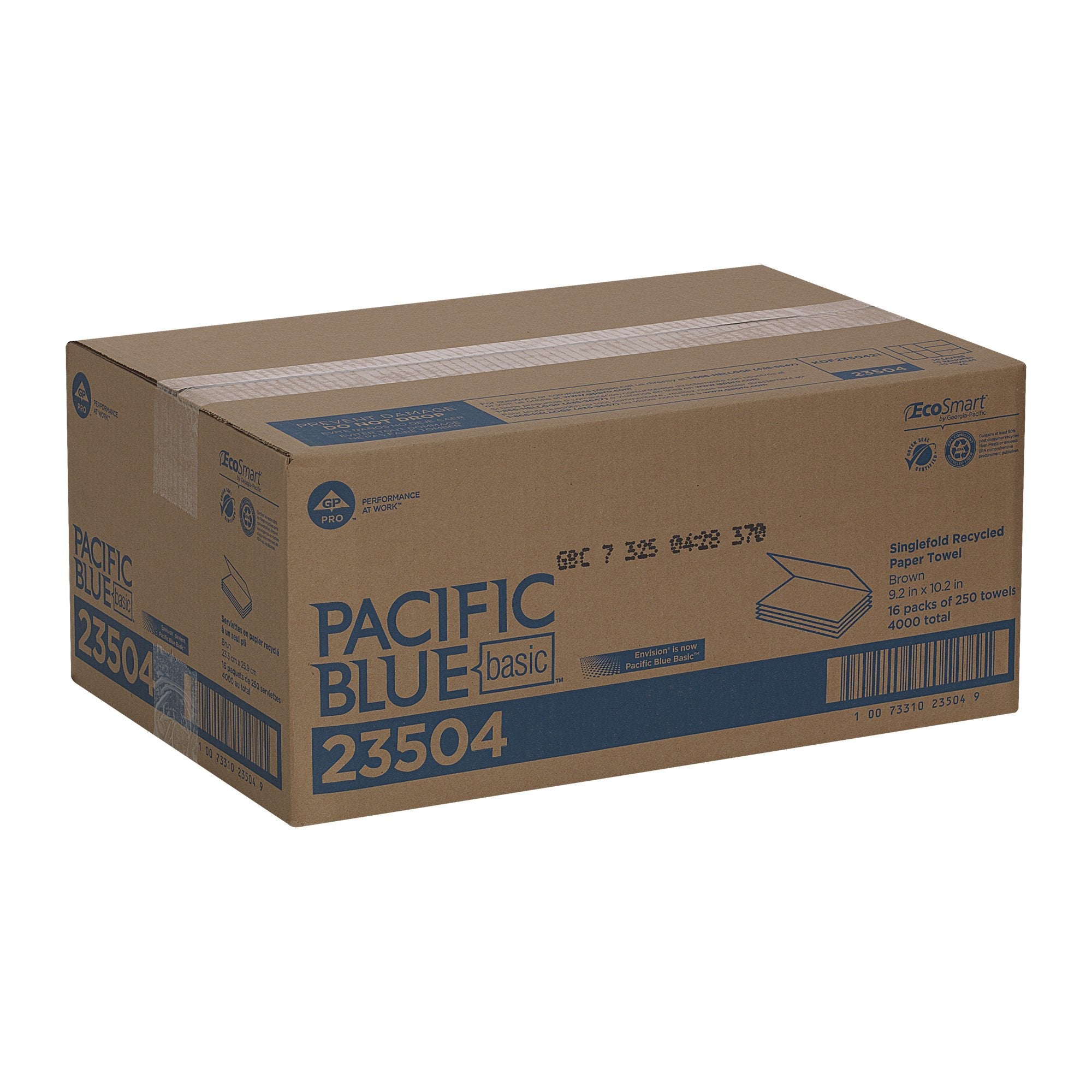 Pacific Blue Basic™ Single-Fold Paper Towel, 250 Sheets per Pack (1 Unit)