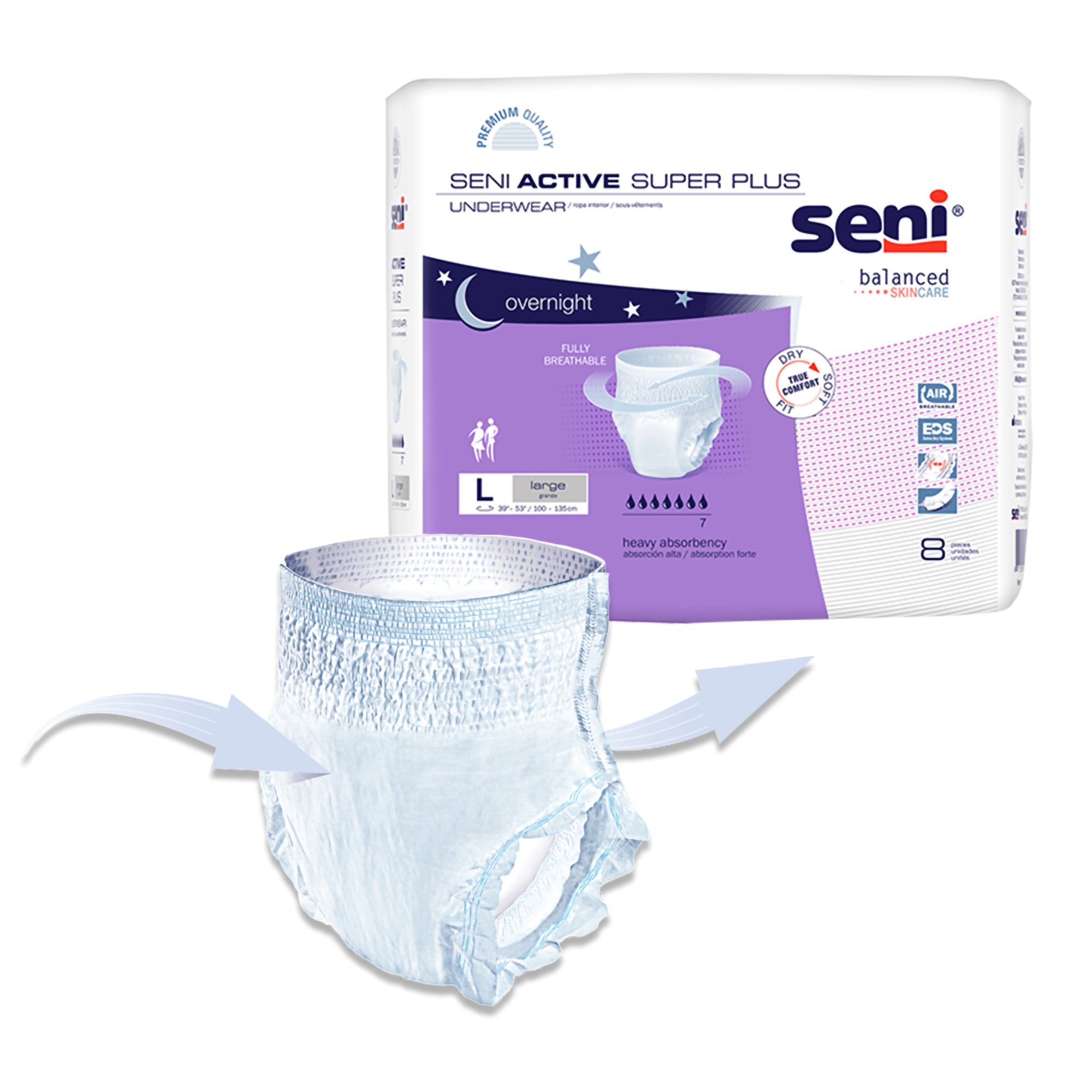 Absorbent Underwear Seni® Active Super Plus Pull On with Tear Away Seams Adult Large Unisex Disposable Heavy Absorbency - image 9