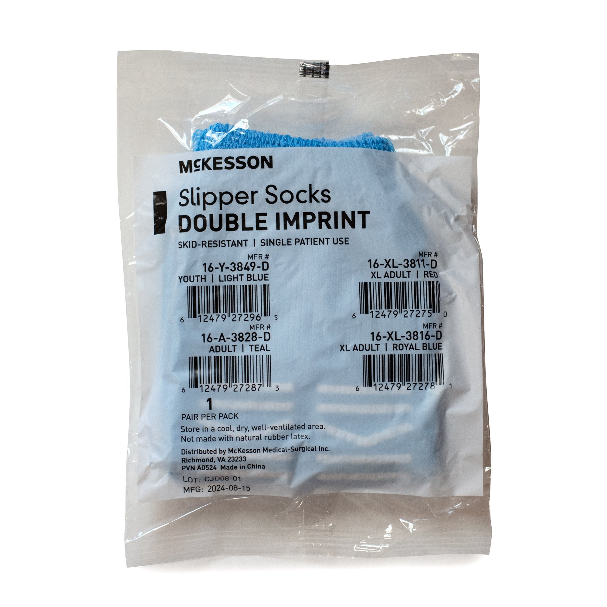 Slipper Socks McKesson Unisex Youth Double Tread Single Patient Use Light Blue - image 2