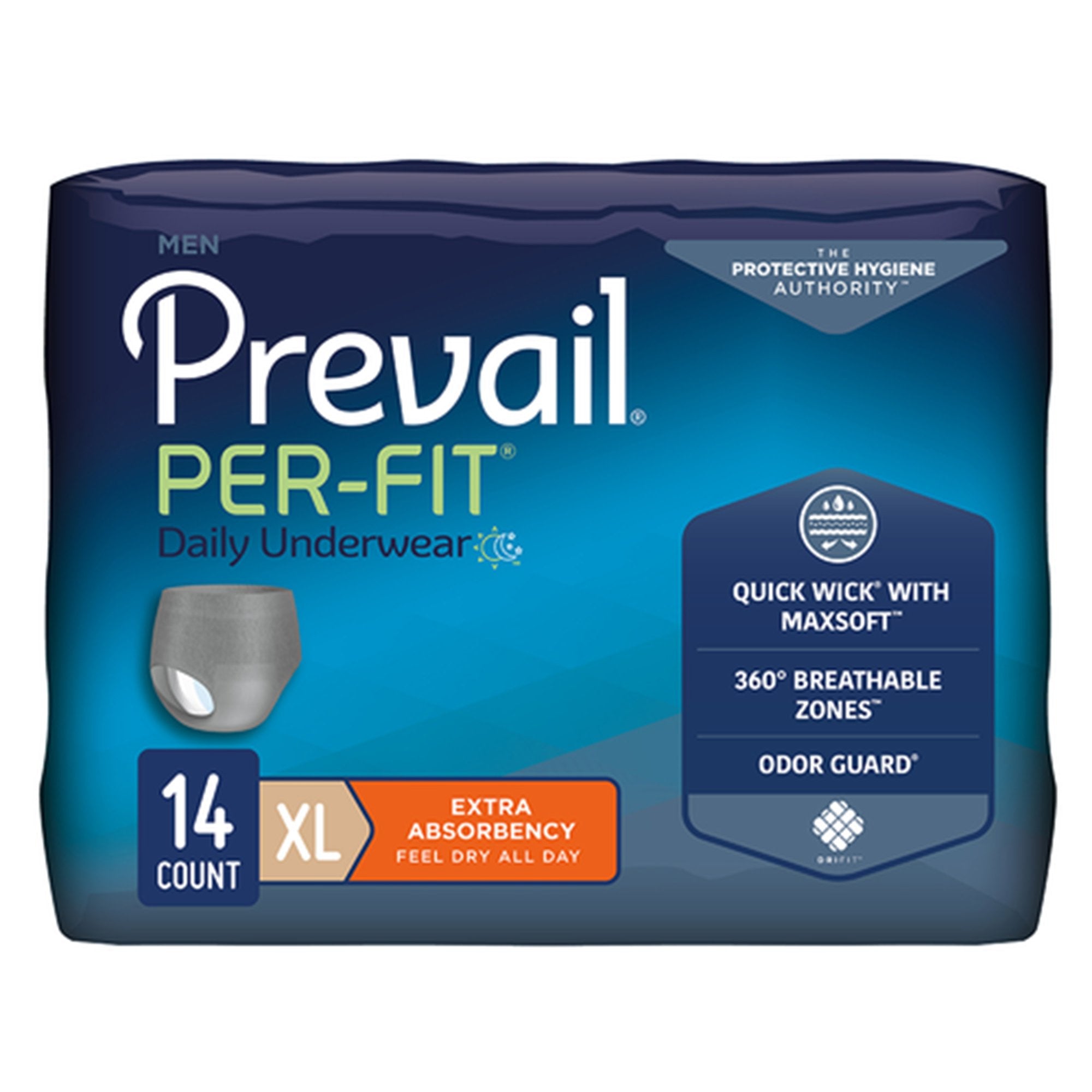 Prevail® Per-Fit® Men Adult Moderate Absorbent Underwear, X-Large, White