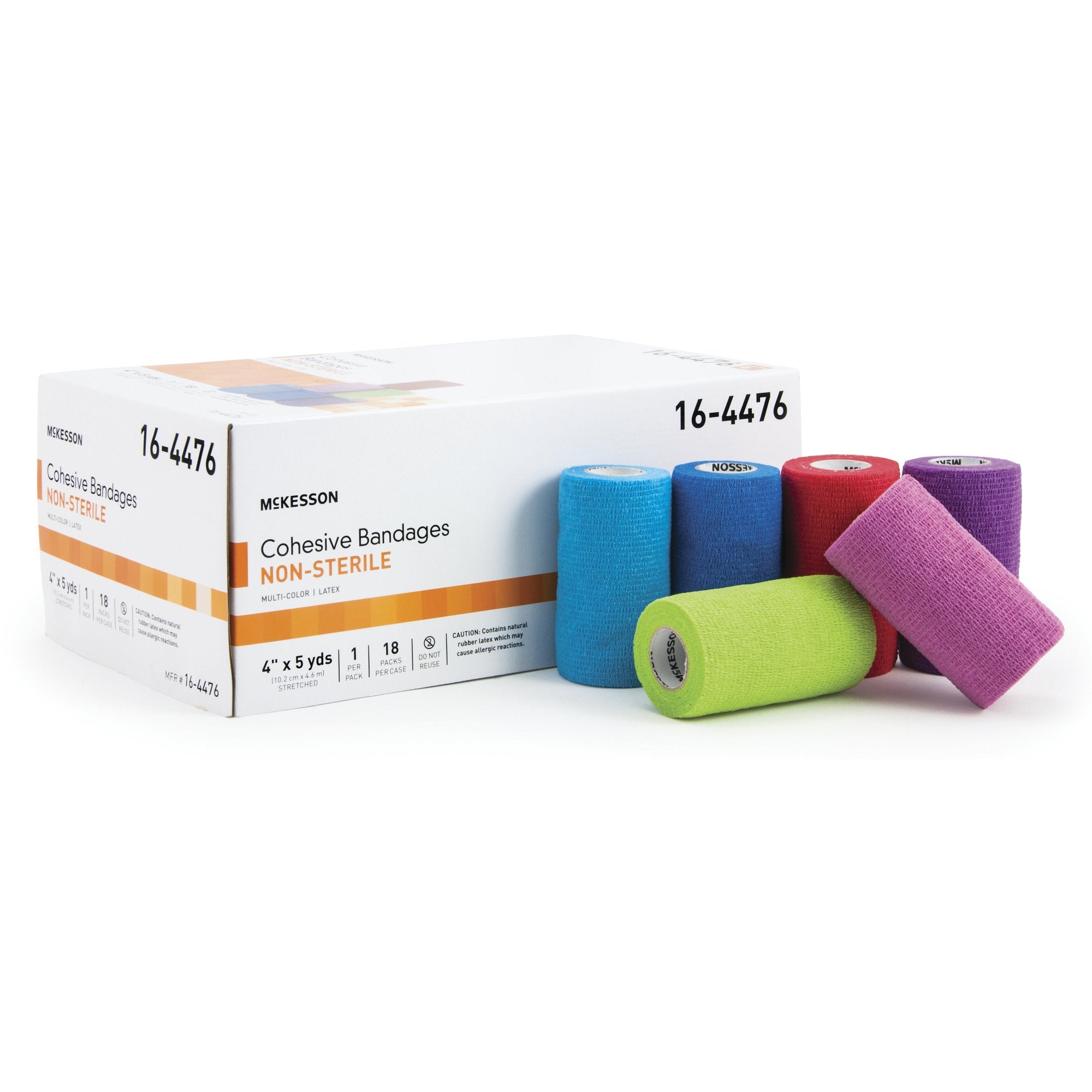 Cohesive Bandage McKesson 4 Inch X 5 Yard Self-adherent Closure Purple / Pink / Green / Light Blue / Royal Blue / Red NonSterile Standard Compression - image 3