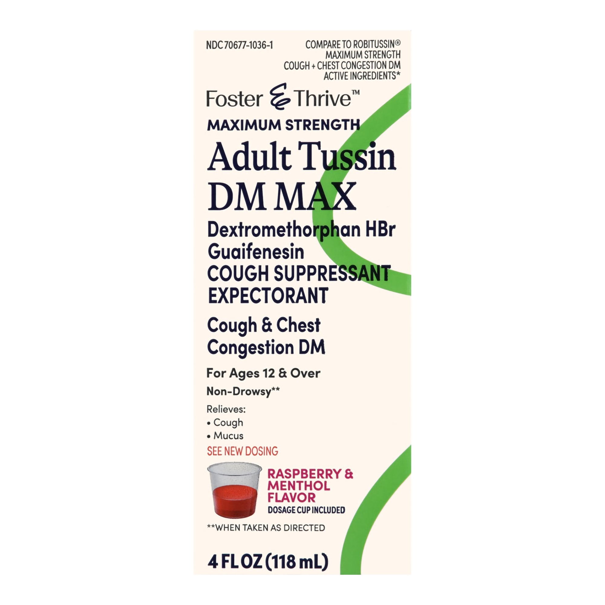 Foster & Thrive™ Adult Tussin DM Max Liquid, Raspberry & Menthol