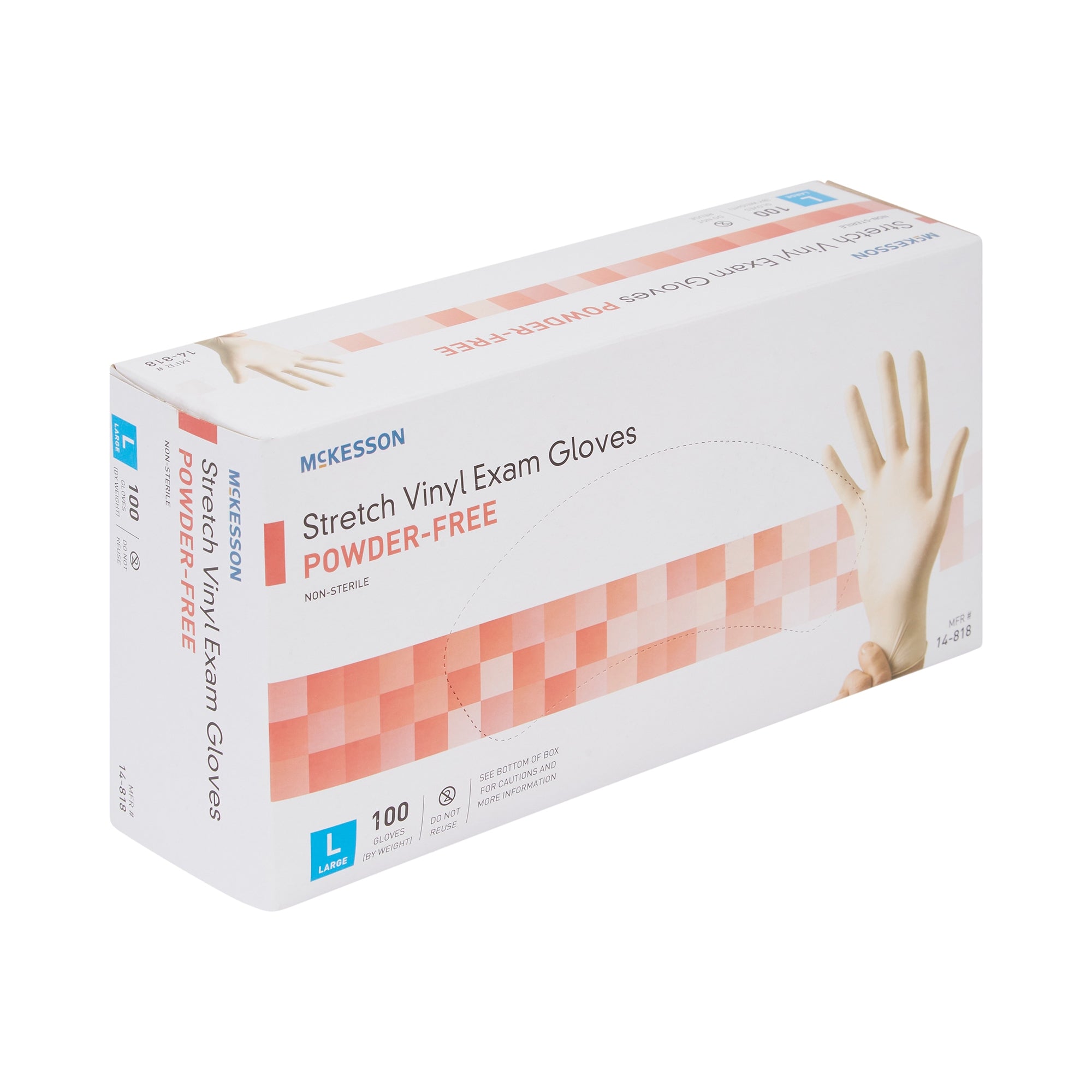McKesson Stretch Vinyl Exam Gloves Large - Ivory, NonSterile, Smooth (100 Pack)