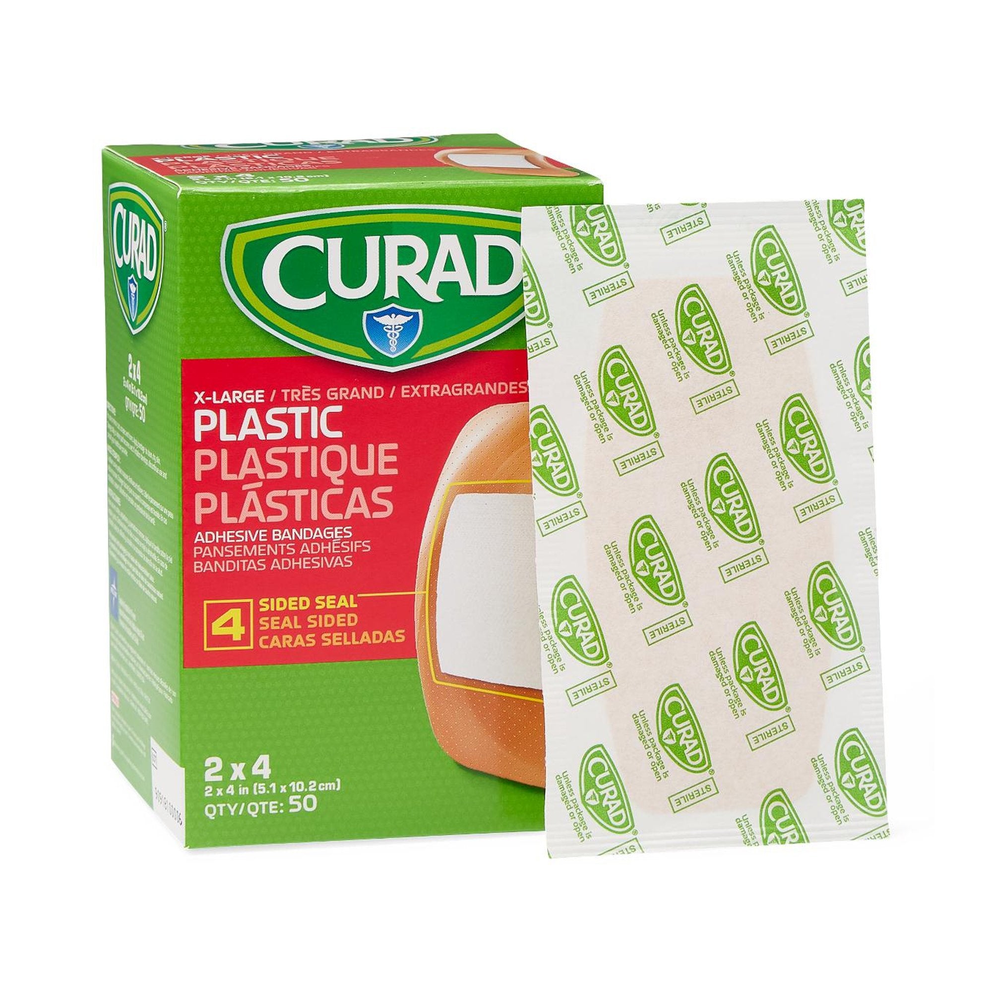 Adhesive Strip Curad® Plastic Tan 2 X 4 Inch Sterile - image 2