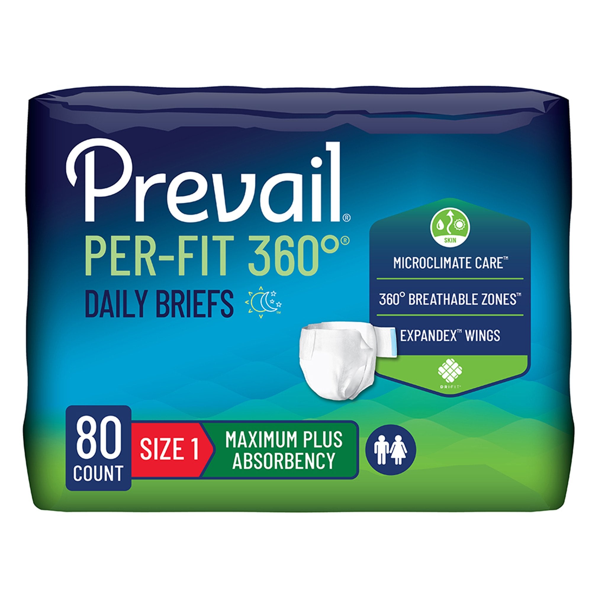 Incontinence Brief Prevail® Per-Fit 360°™ Adult Size 1 Unisex Disposable Heavy Absorbency - image 2