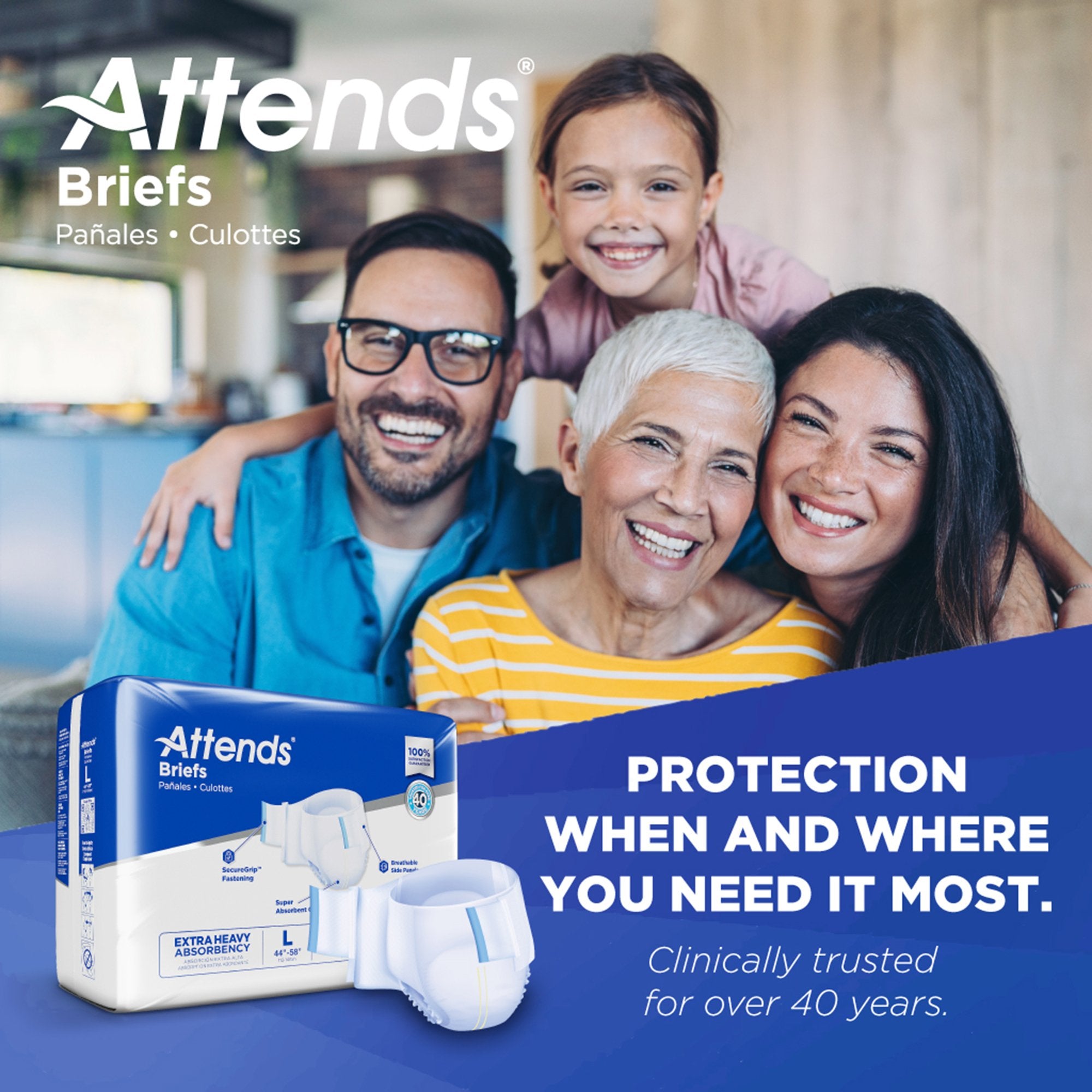 Incontinence Brief Attends® Care Advanced Adult Large Unisex Disposable Heavy Absorbency - image 10