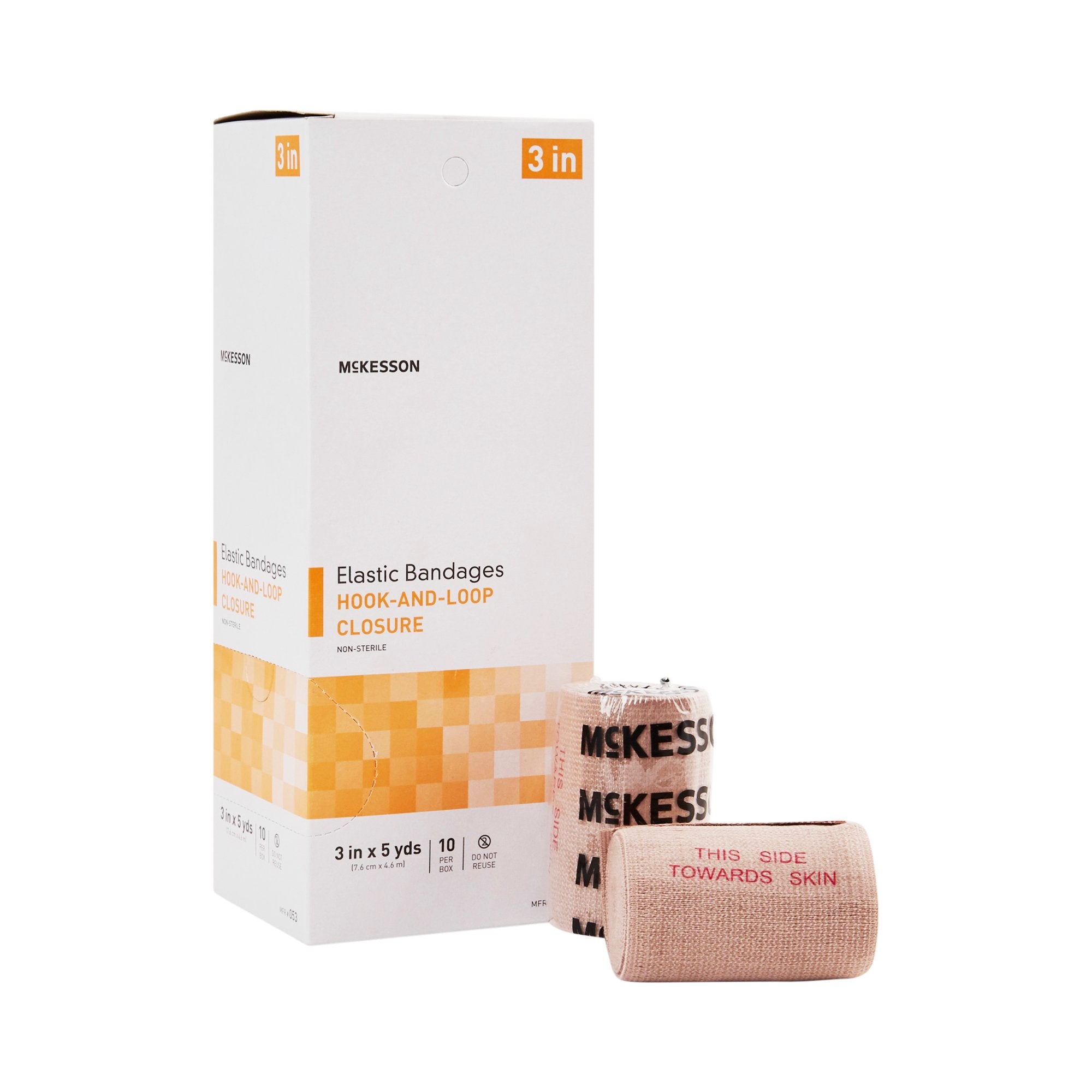 Elastic Bandage McKesson 3 Inch X 5 Yard Single Hook and Loop Closure Tan NonSterile Standard Compression
