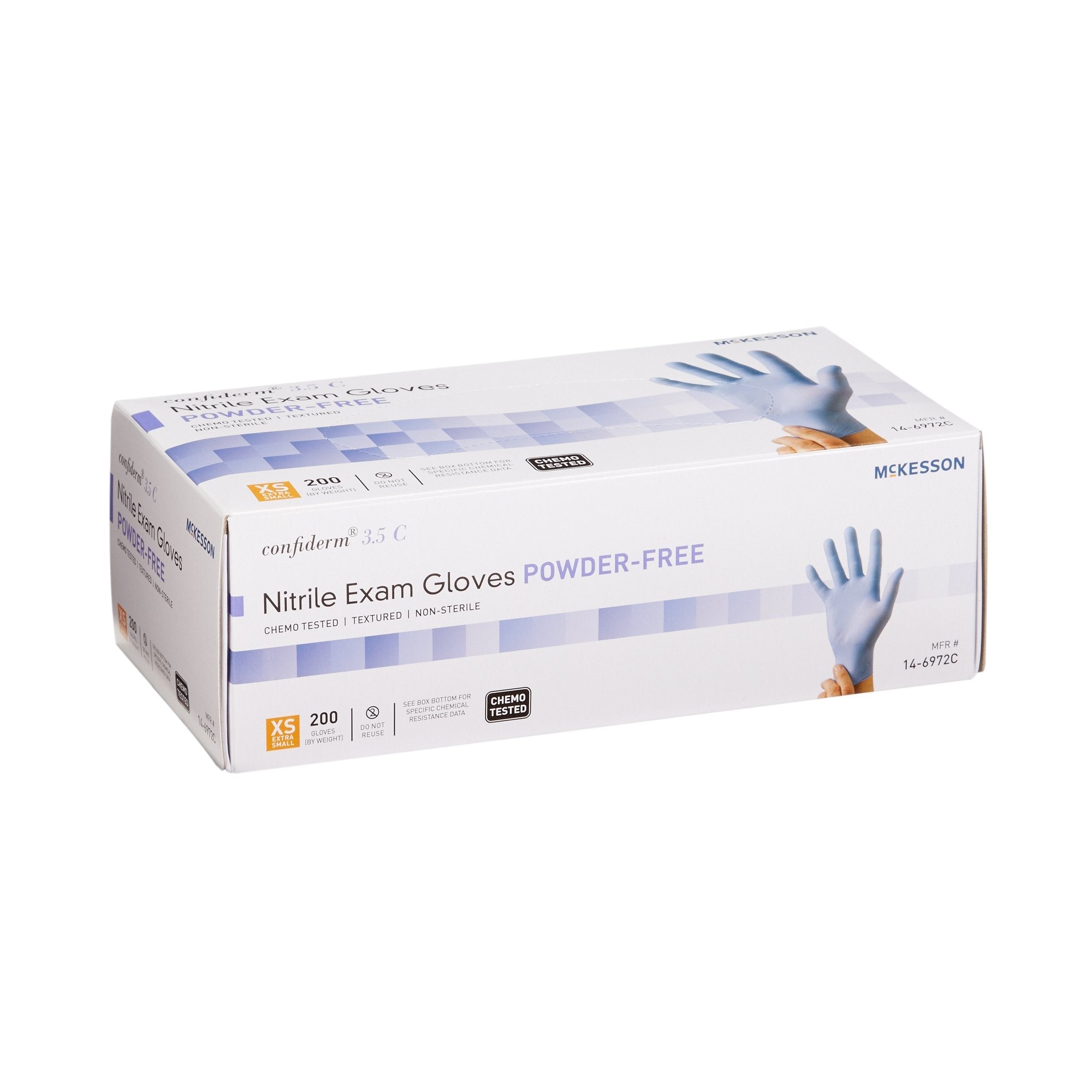 McKesson Confiderm® 3.5C Nitrile Exam Glove, Extra Small, Blue (200 Units)