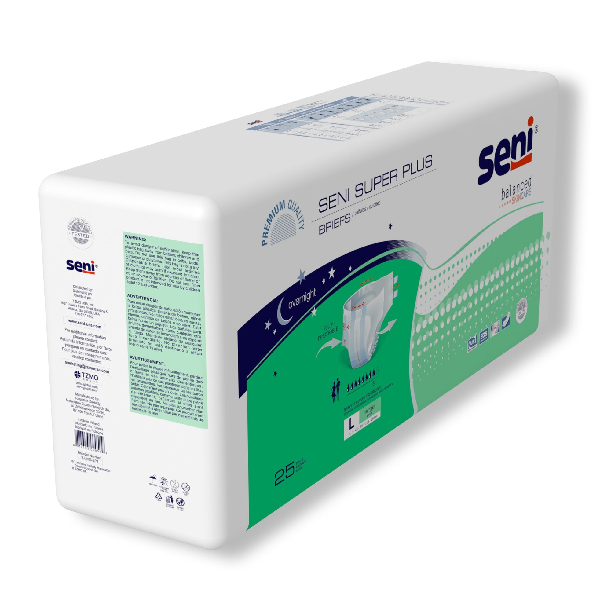 Seni® Super Plus Severe Absorbency Incontinence Brief, Large (25 Units)