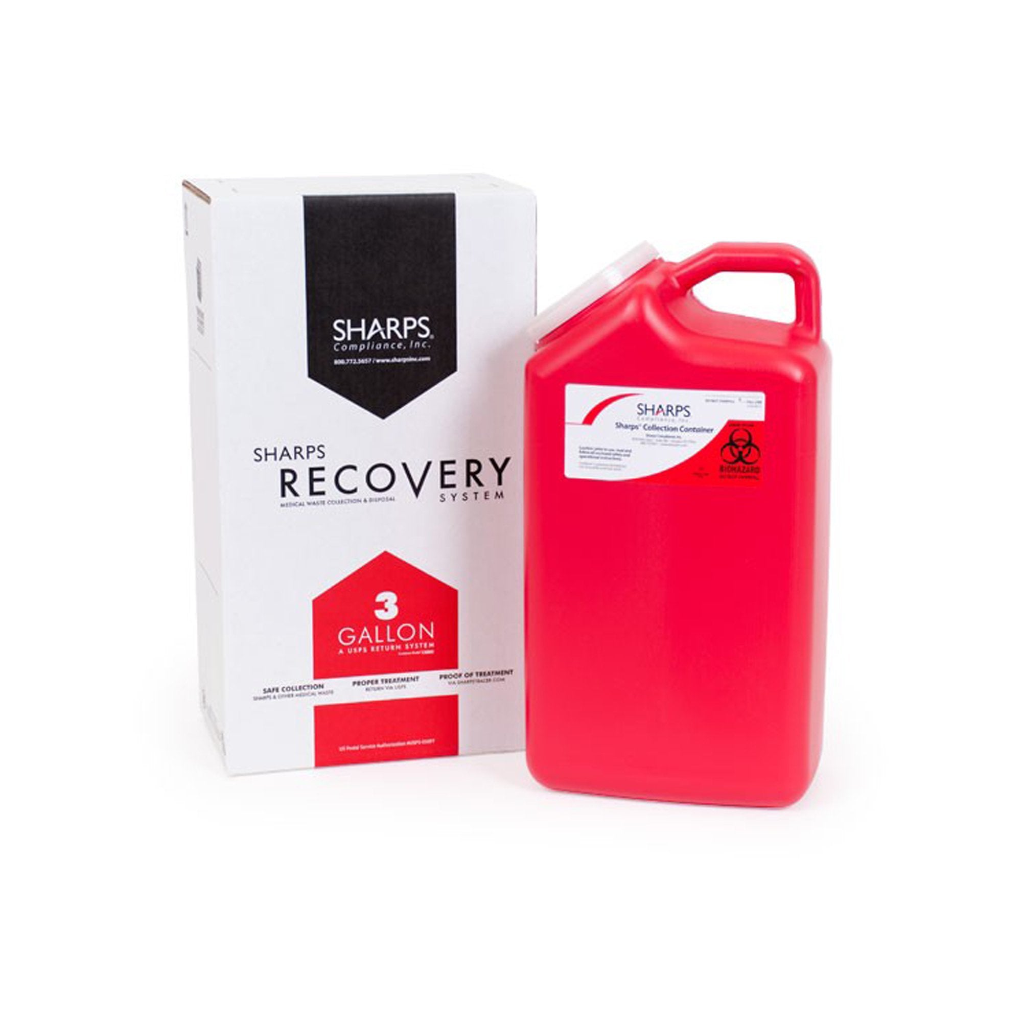 Sharps Recovery System™ Mailback Sharps Container, 3 Gallon, 17 x 6 x 9 Inch (8 Units)