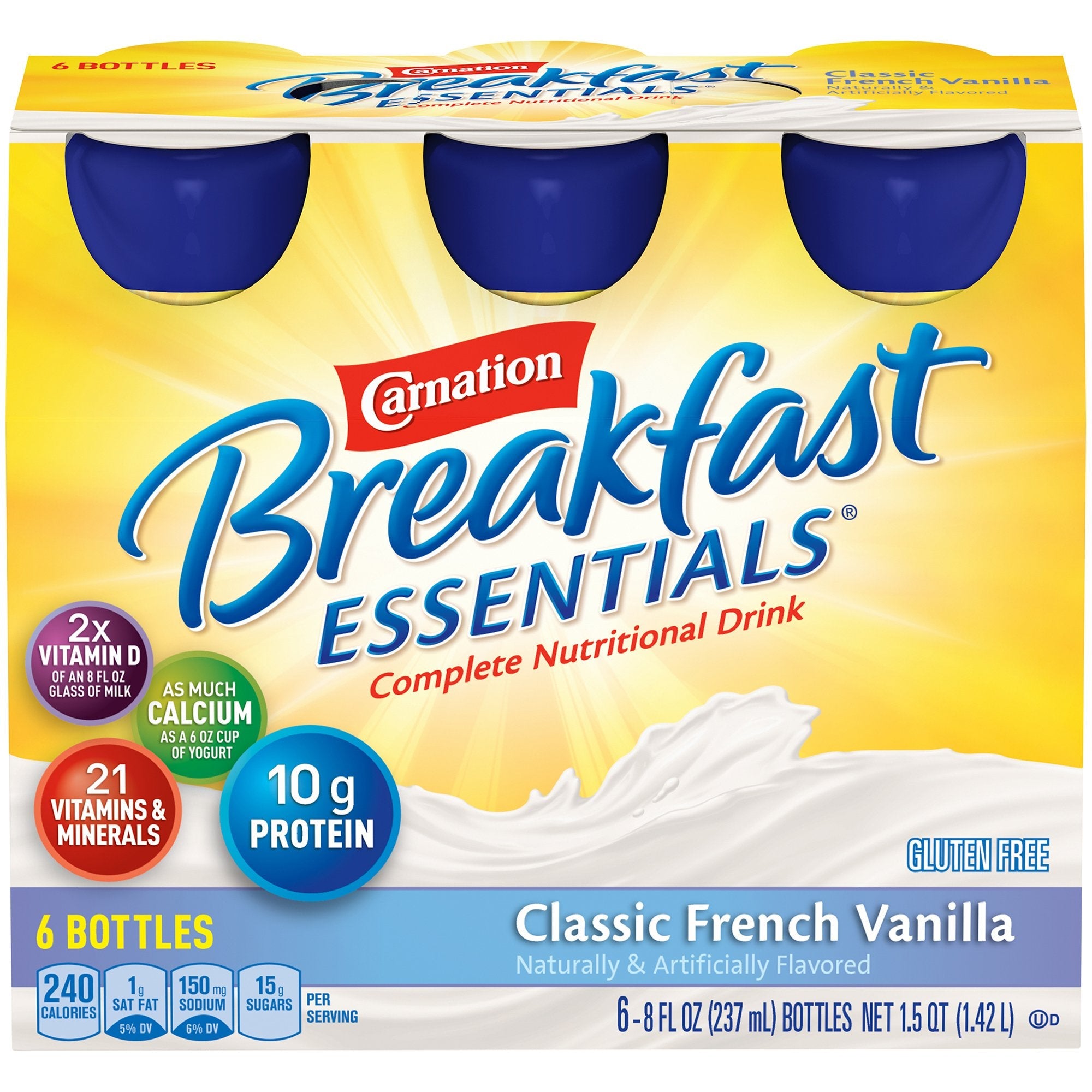 Carnation Breakfast Essentials® Vanilla Nutritional Drink, 8-ounce bottle (6 Units)