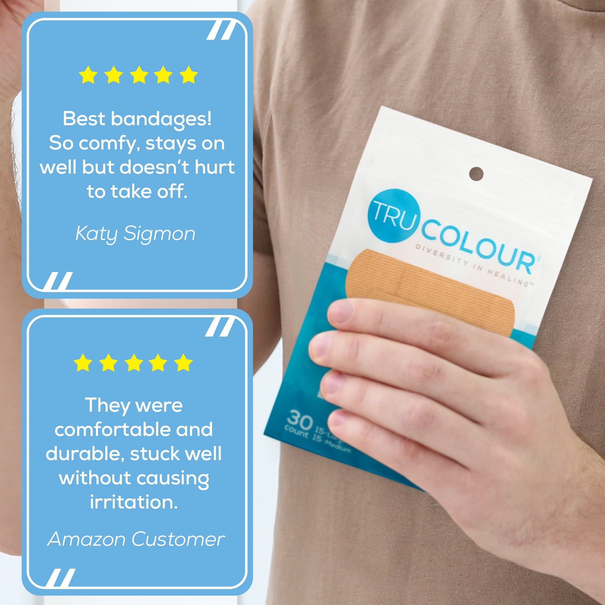 Tru-Colour Skin Tone Adhesive Bandages for Fair Skin Tone Shades (30 Units)