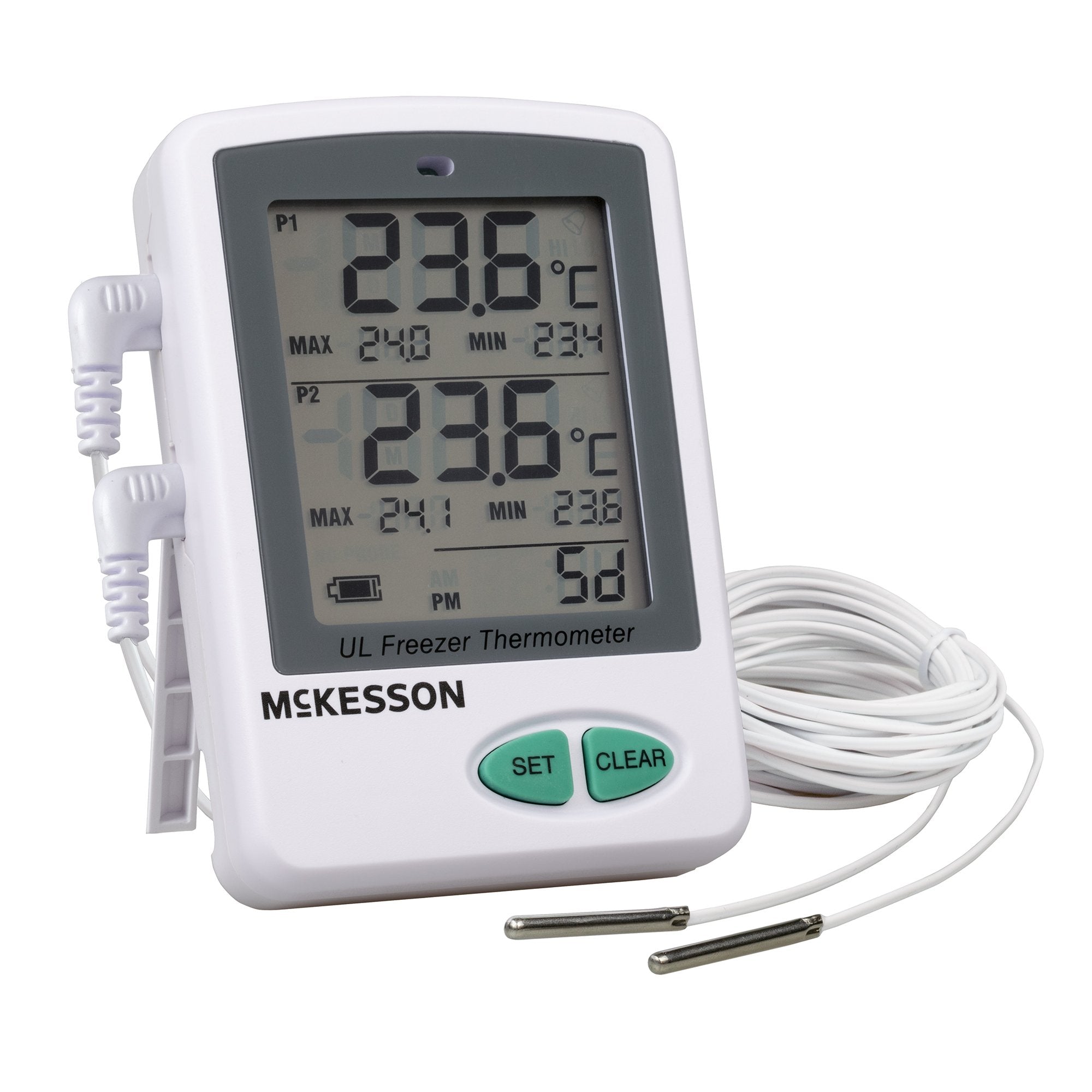 Ultra-Low Temp Data Logger w/ Alarm McKesson -112° to +158°F (-80° to +70°C) 2 Probes Flip Stand (1 Unit)