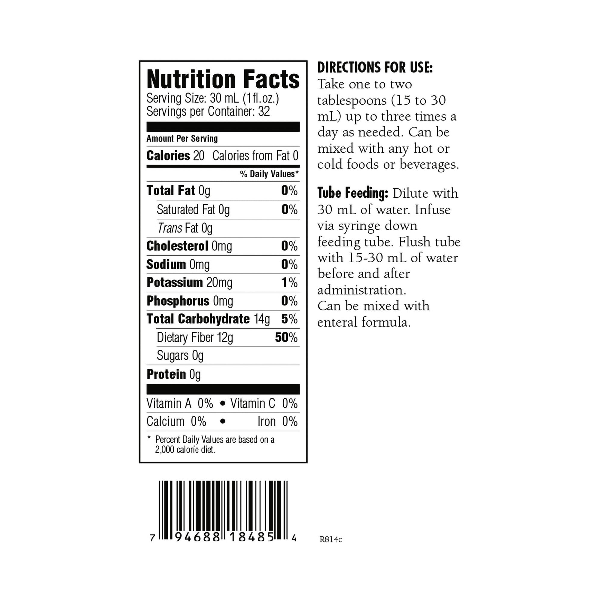 HyFiber® Citrus Flavor Liquid Fiber with FOS, 32-ounce bottle (1 Unit)