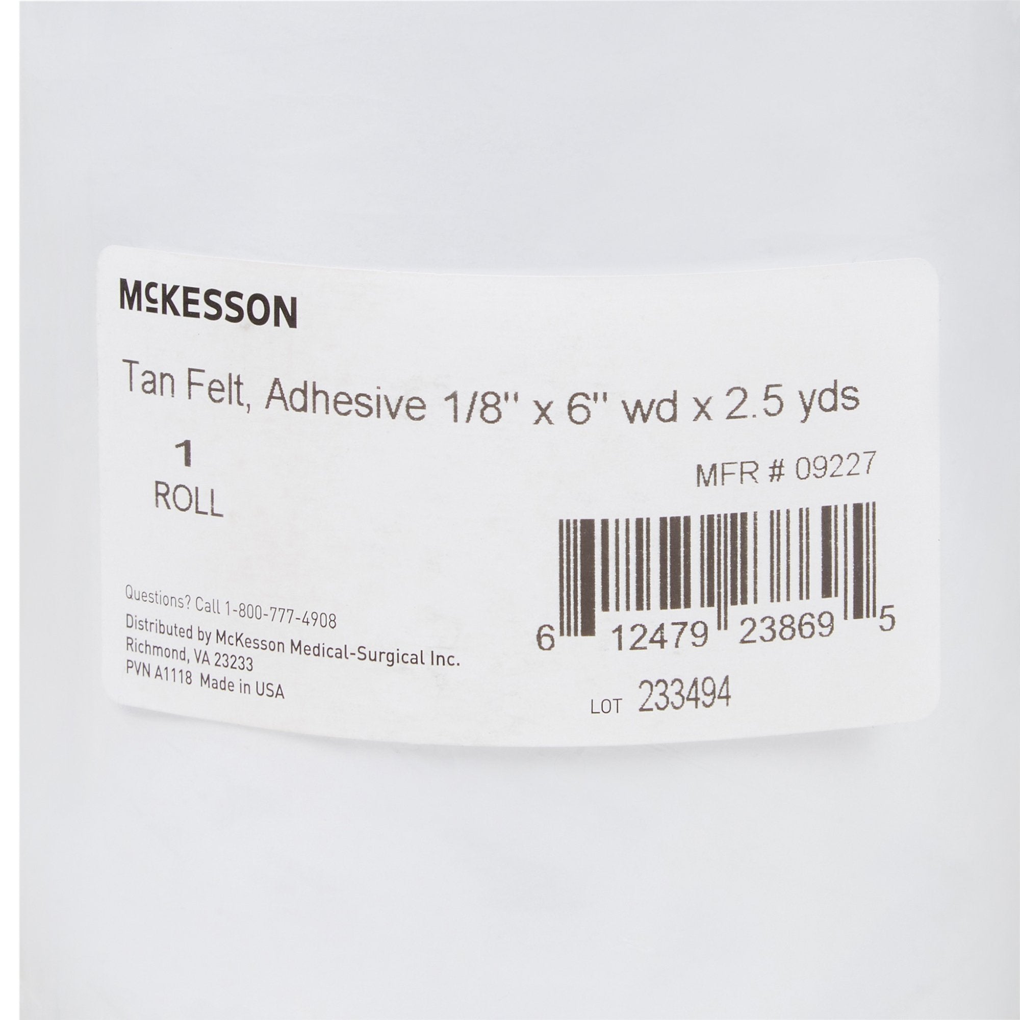 McKesson Tan Wool / Rayon Adhesive Orthopedic Felt Roll, 6 Inch x 2-1/2 Yard (1 Unit)