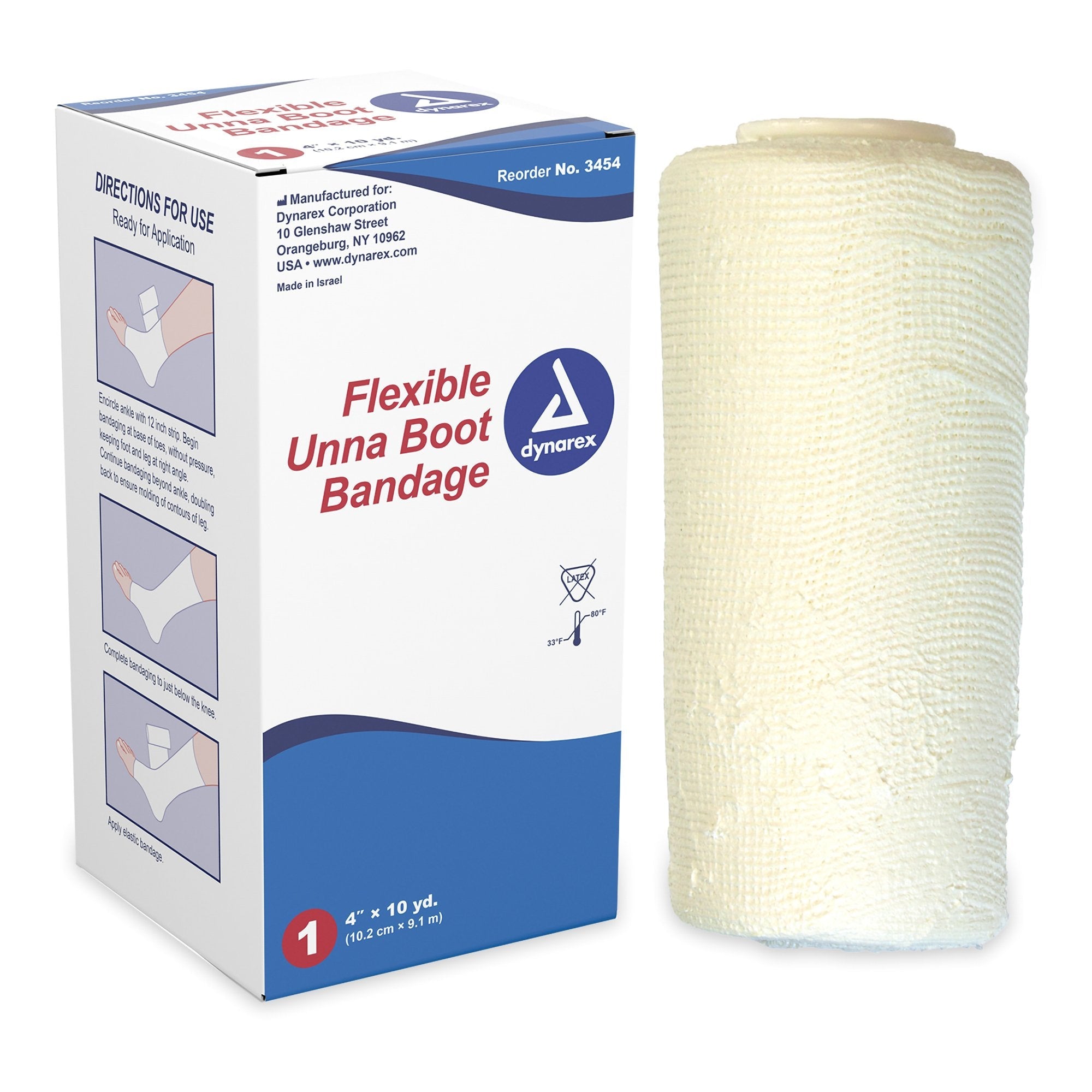 dynarex® Unna Boot with Zinc Oxide, 4 Inch x 10 Yard (12 Units)