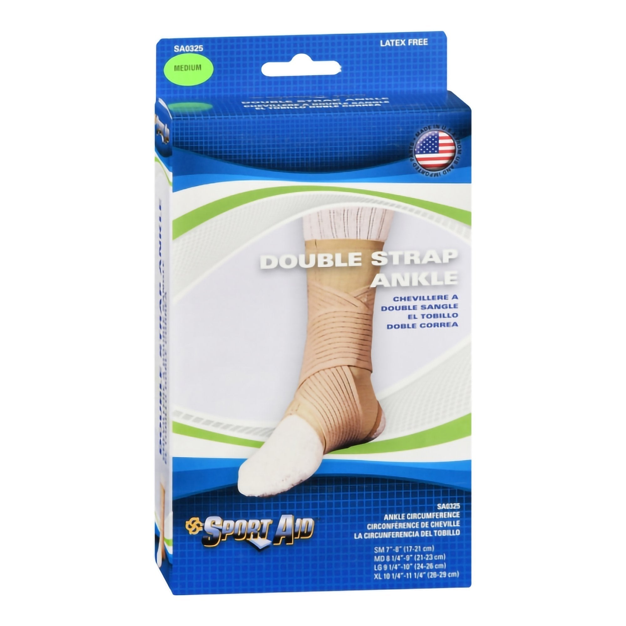 Sport Aid™ Double Strap Ankle Support, Medium, Beige (1 Unit)