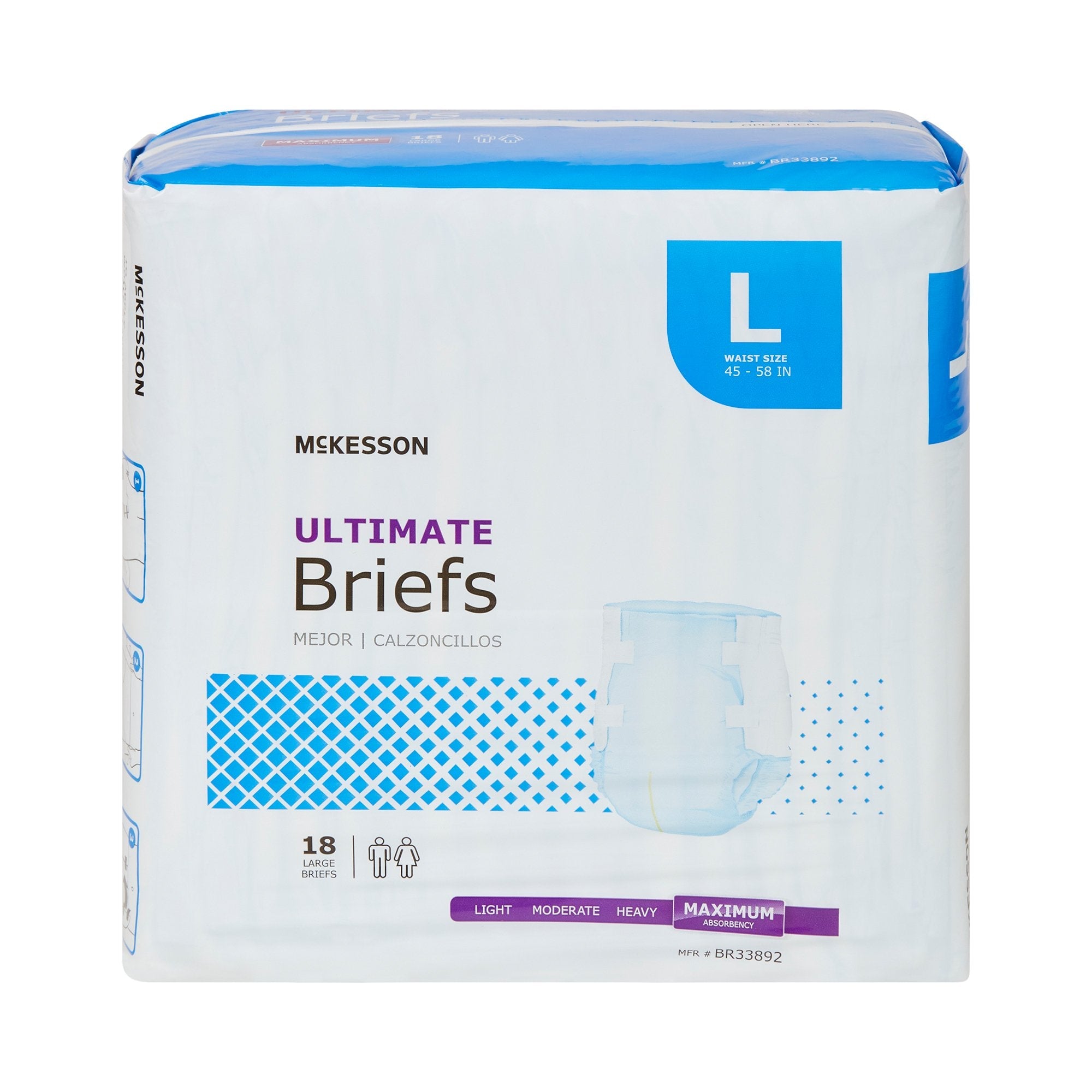 McKesson Ultimate Maximum Absorbency Incontinence Brief, Large (18 Units)