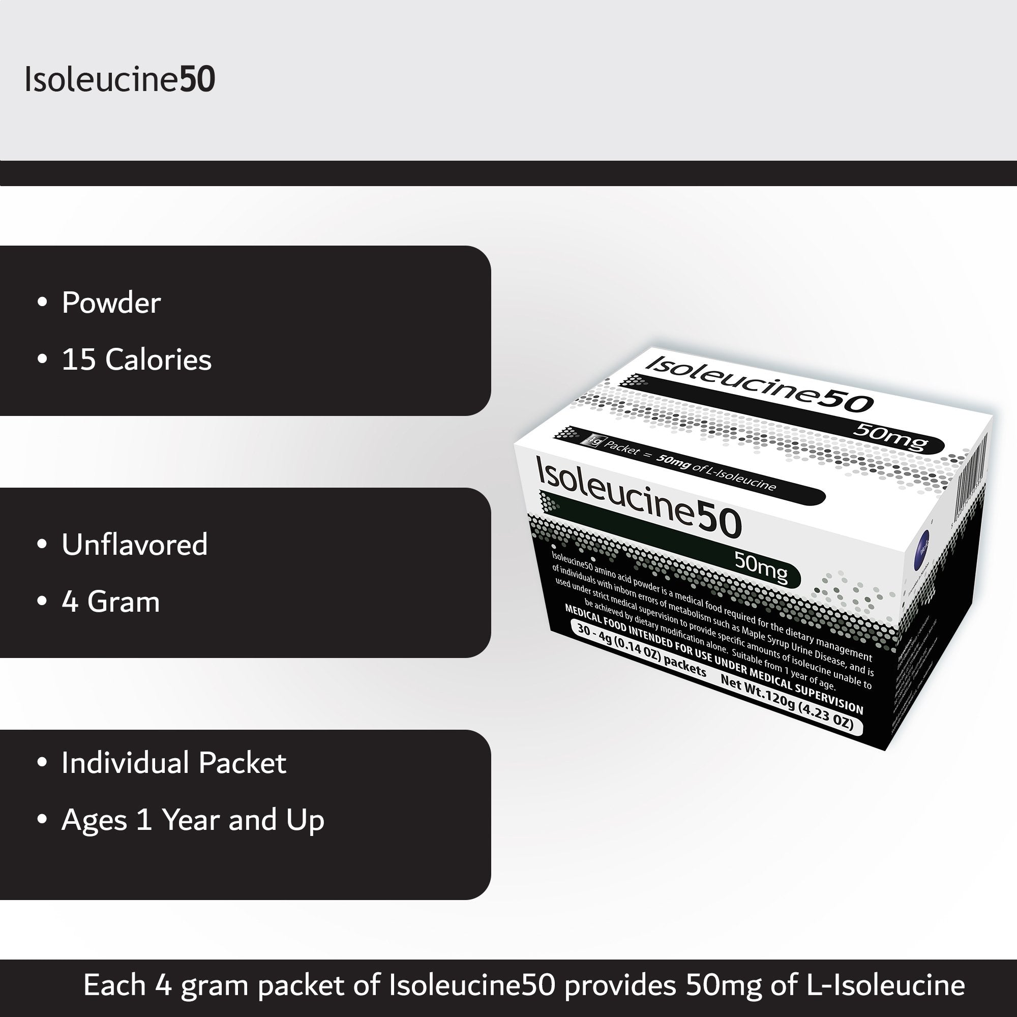 Isoleucine50 Medical Food for use in the Dietary Management of MSUD (30 Units)