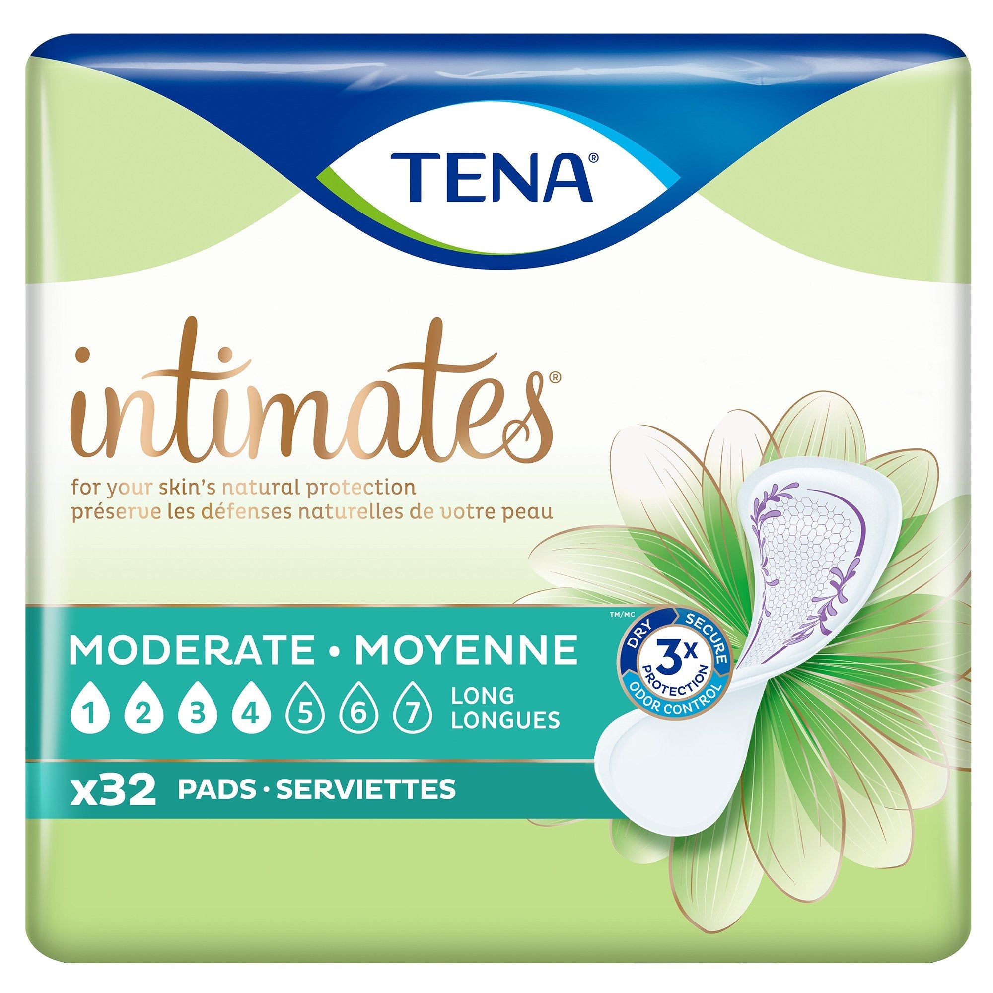 Tena Intimates Moderate Absorbency Pads, 13" Length - 32 Pack