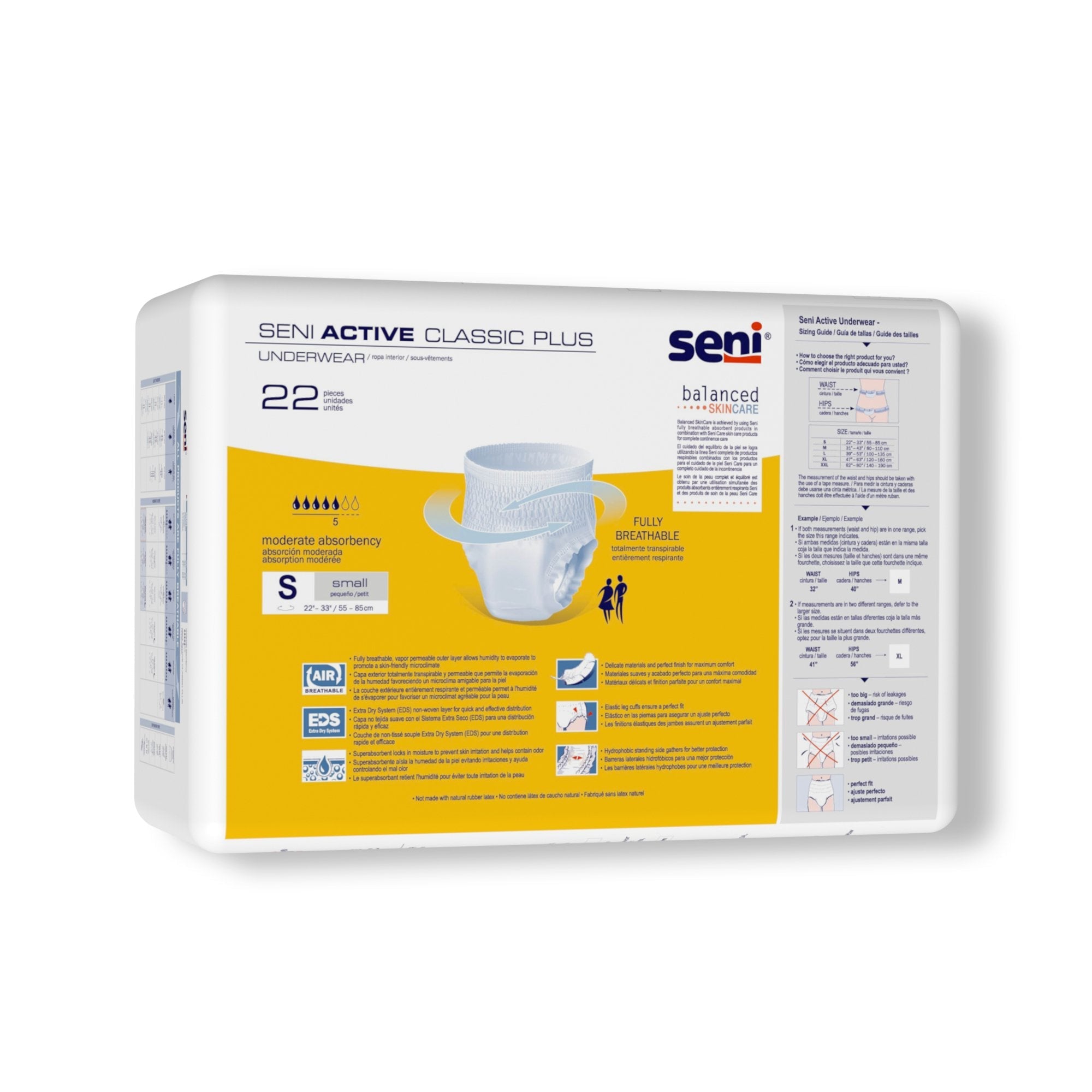 Seni® Active Classic Plus Moderate Absorbent Underwear, Small (22 Units)