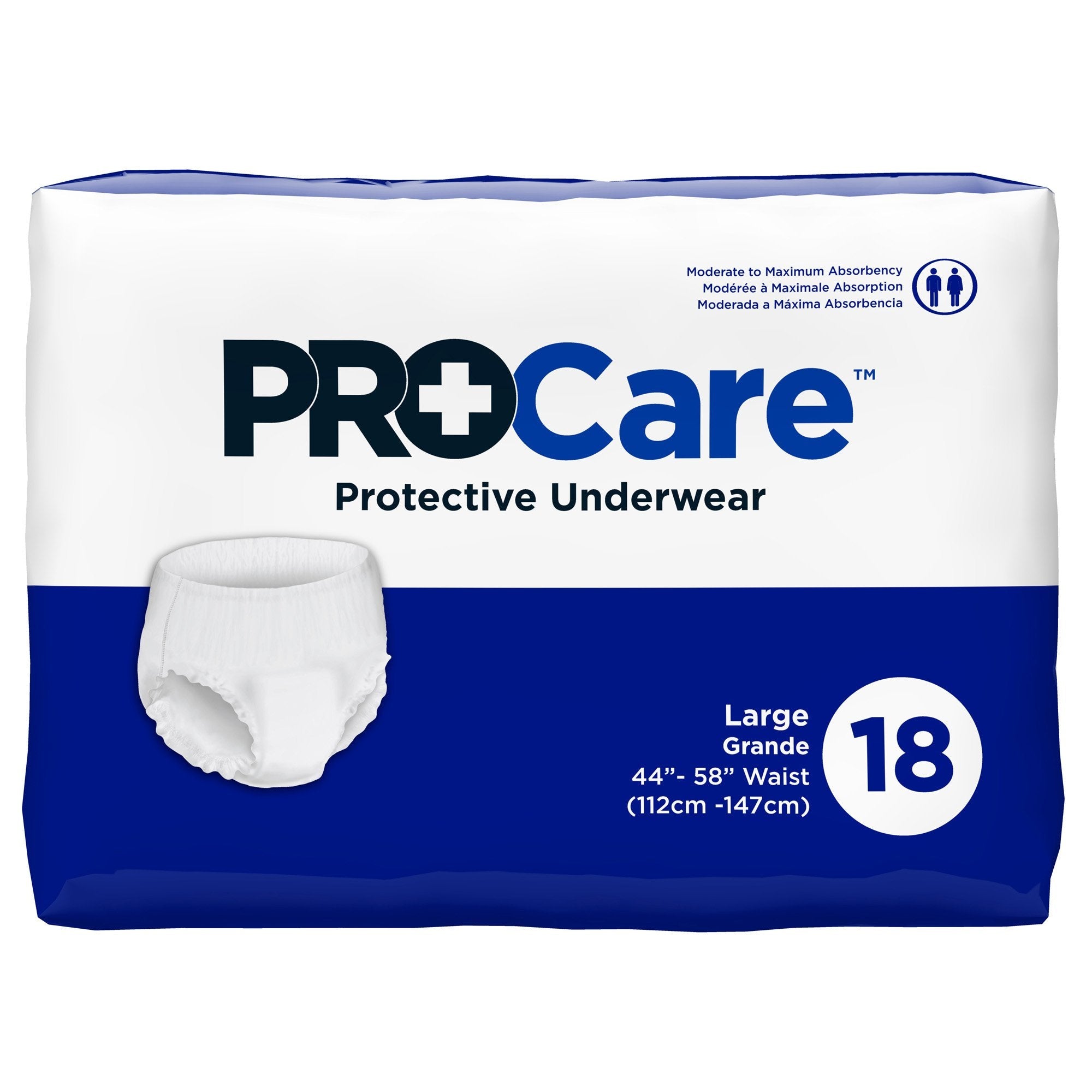 ProCare™ Moderate to Maximum Absorbent Underwear, Large (18 Units)