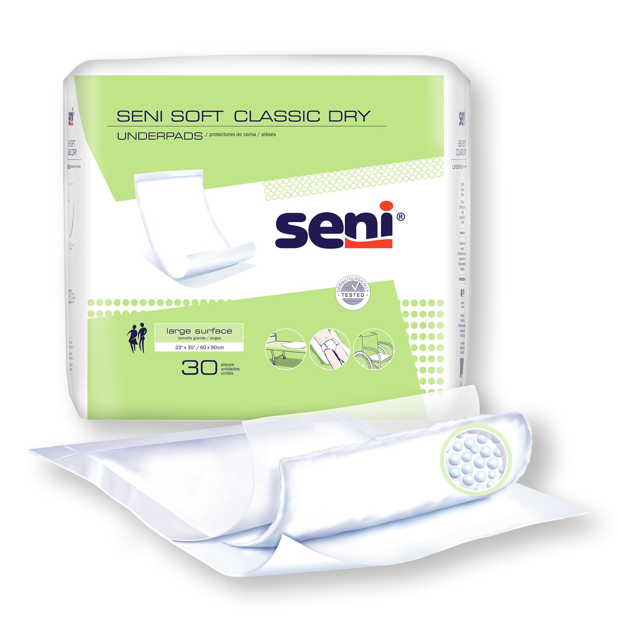 Disposable Underpad Seni® Soft Classic Dry 23 X 35 Inch Cellulose Pulp Light Absorbency - image 2