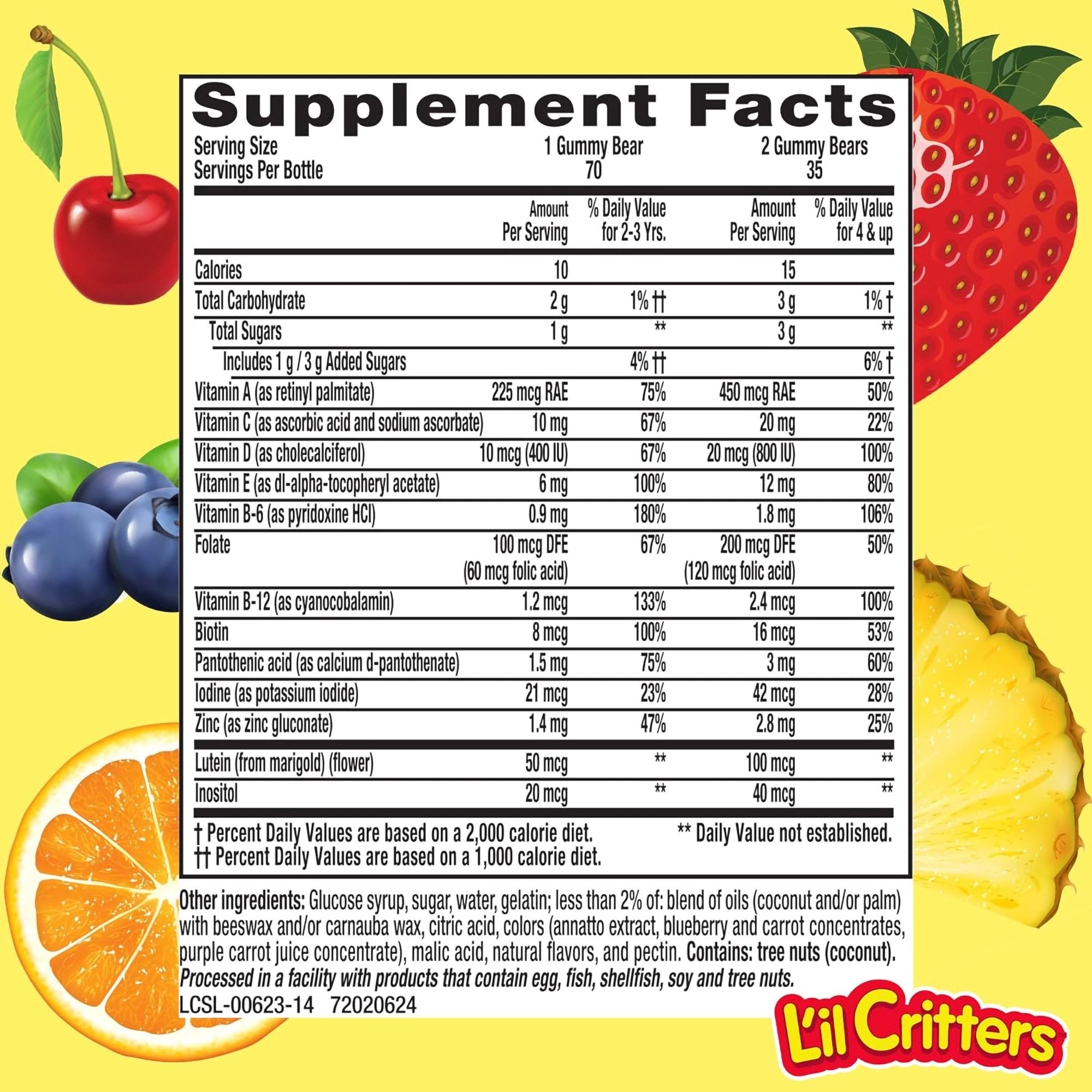 Multivitamin Supplement L'il Critters® Vitamin A / Ascorbic Acid / Vitamin D 2,100 IU - 400 IU - 20 mg Strength Gummy 70 per Bottle Assorted Fruit Flavor - image 10