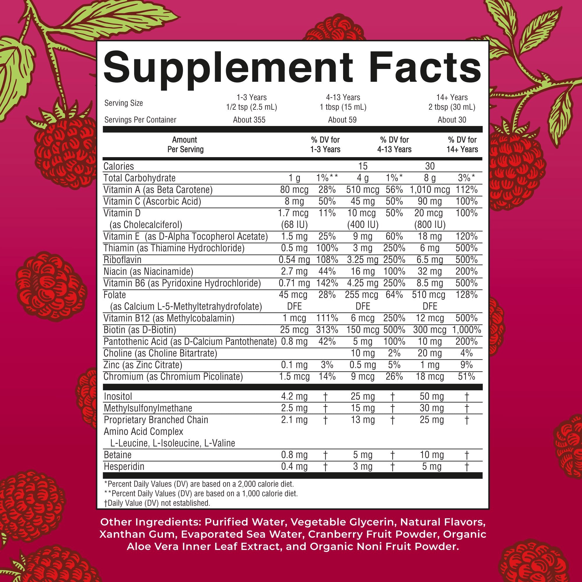 Dietary Supplement Mary Ruth's® Liquid Morning Multivitamin Vitamin A / C / D / E 80 mcg - 8 mg - 1.7 mcg - 1.5 mg Strength Liquid 30 oz. Raspberry Flavor - image 2