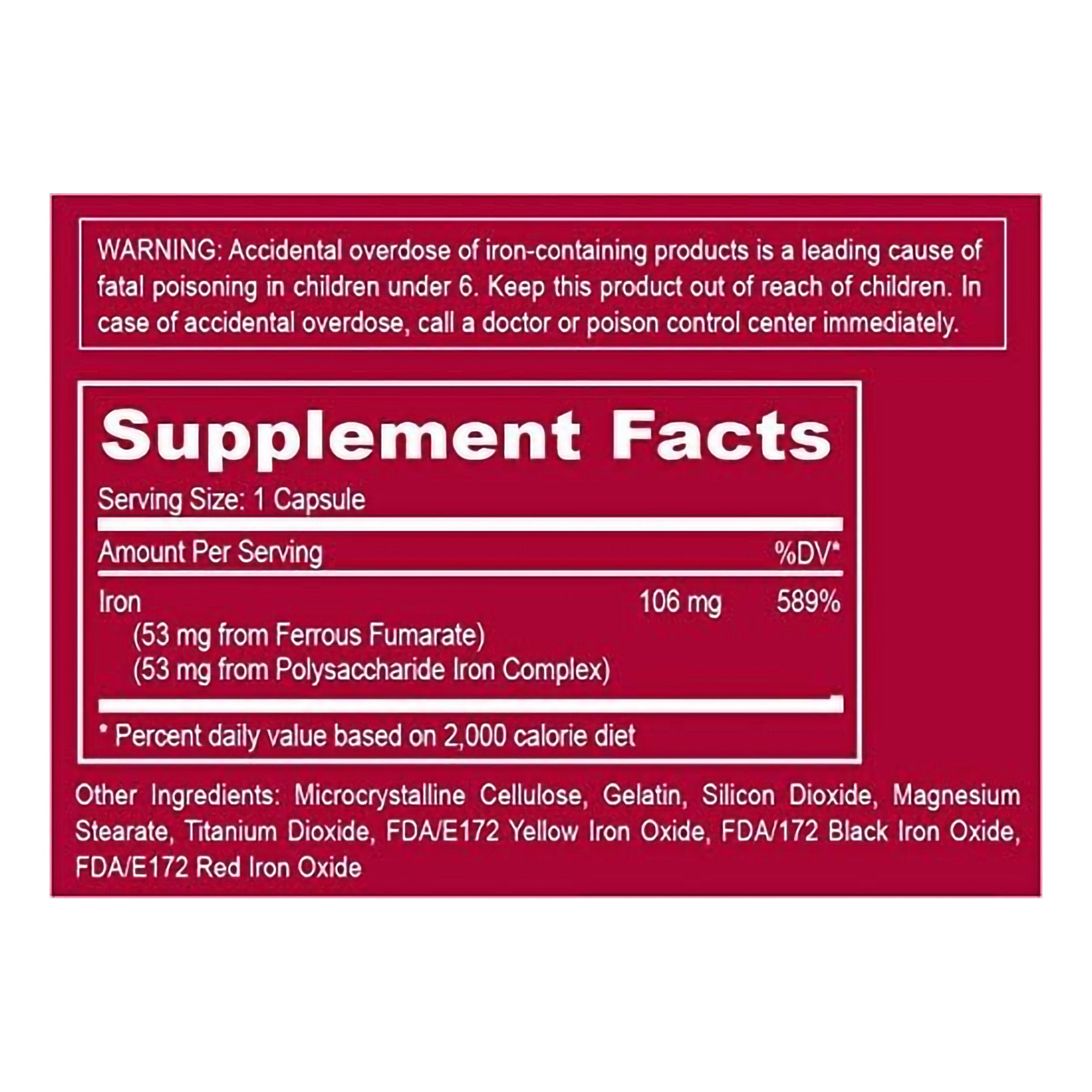 Mineral Supplement Tandem® Iron 162 mg Strength Capsule 90 per Bottle - image 2