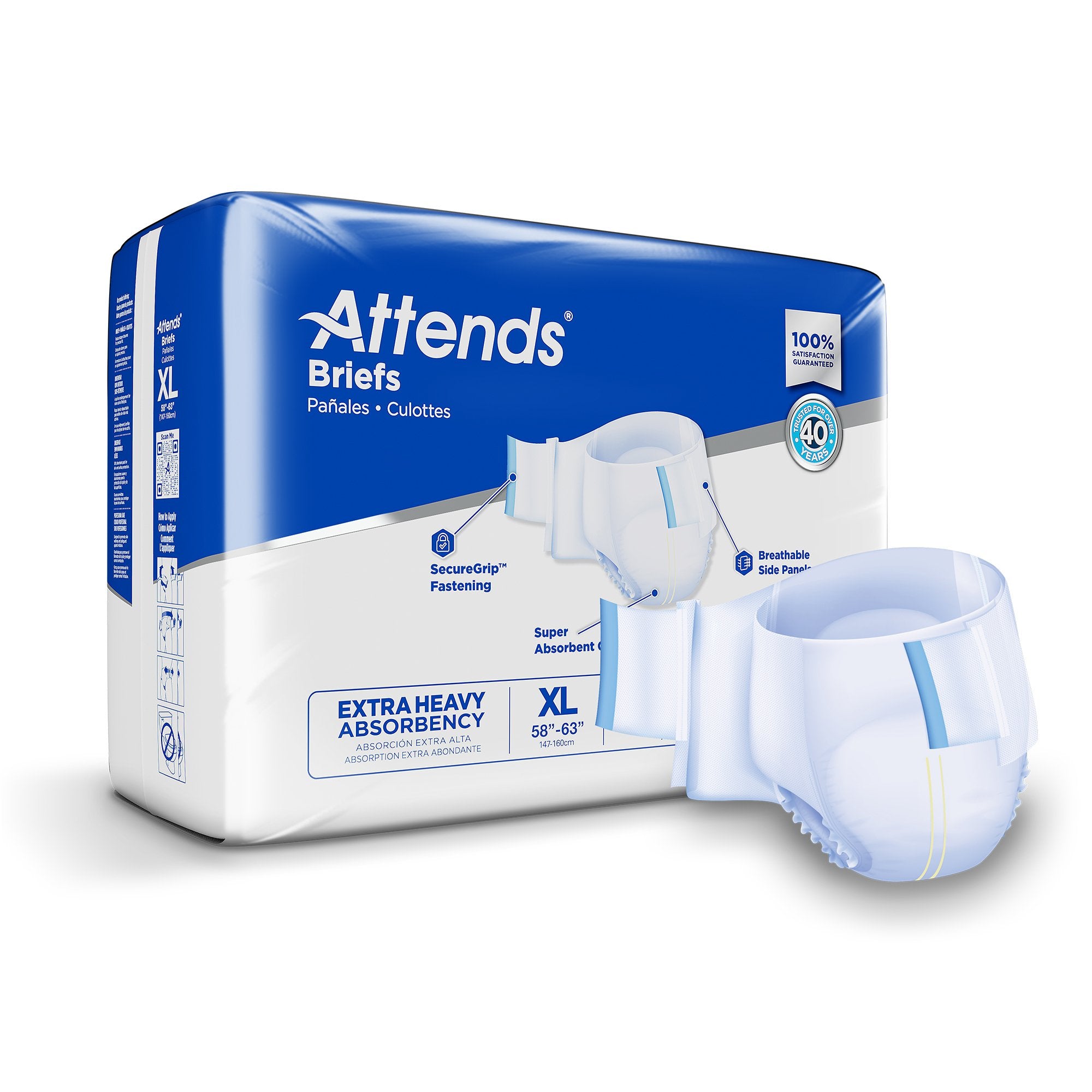 Incontinence Brief Attends® Care Advanced Adult X-Large Unisex Disposable Heavy Absorbency