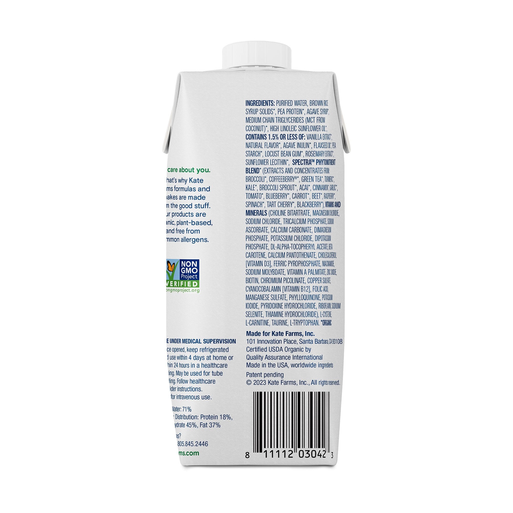Oral Supplement Kate Farms Standard 1.4 Vanilla Flavor Liquid 11 oz. Carton - image 3