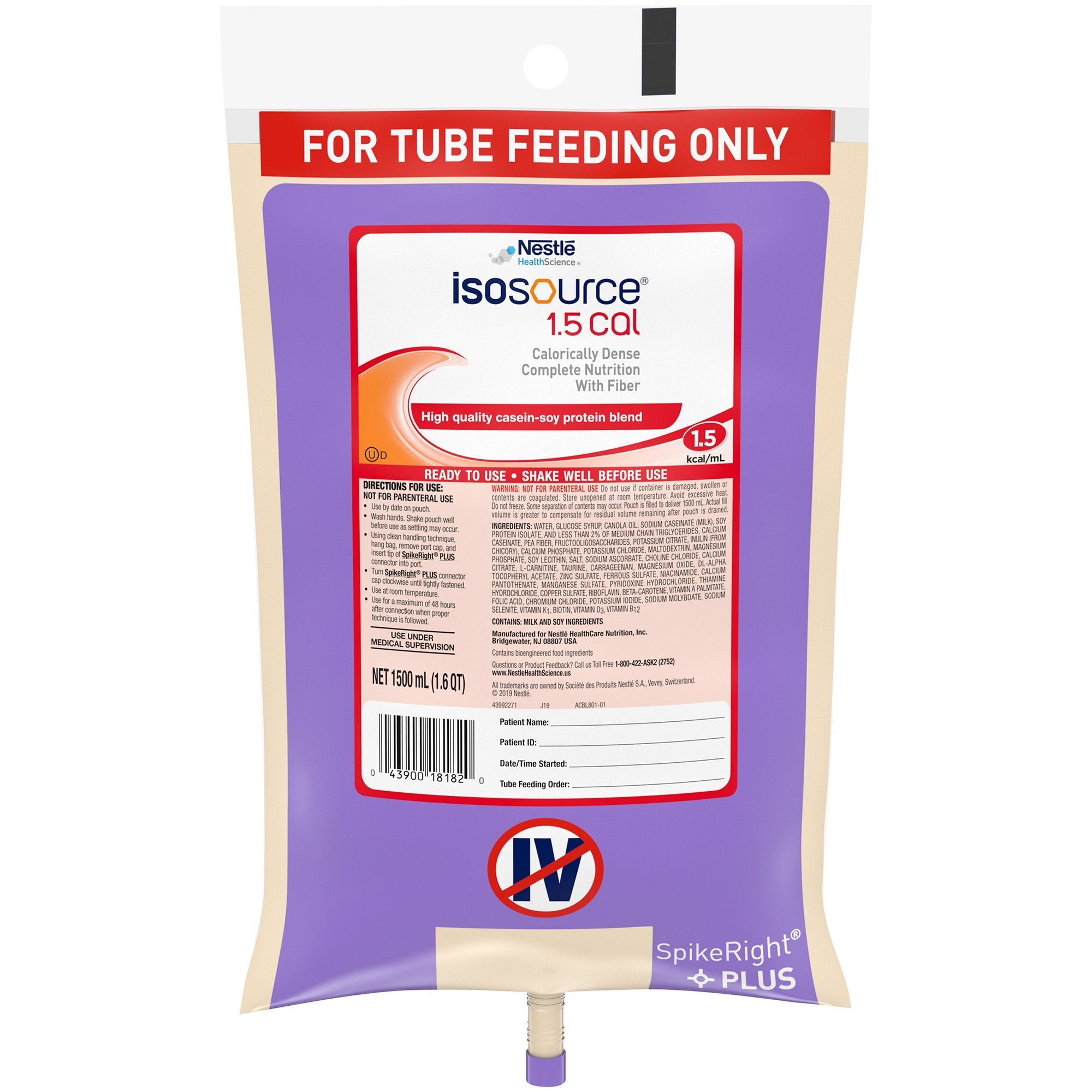 Isosource® 1.5 Cal Tube Feeding Formula, 50.7 oz. Bag (1 Unit)