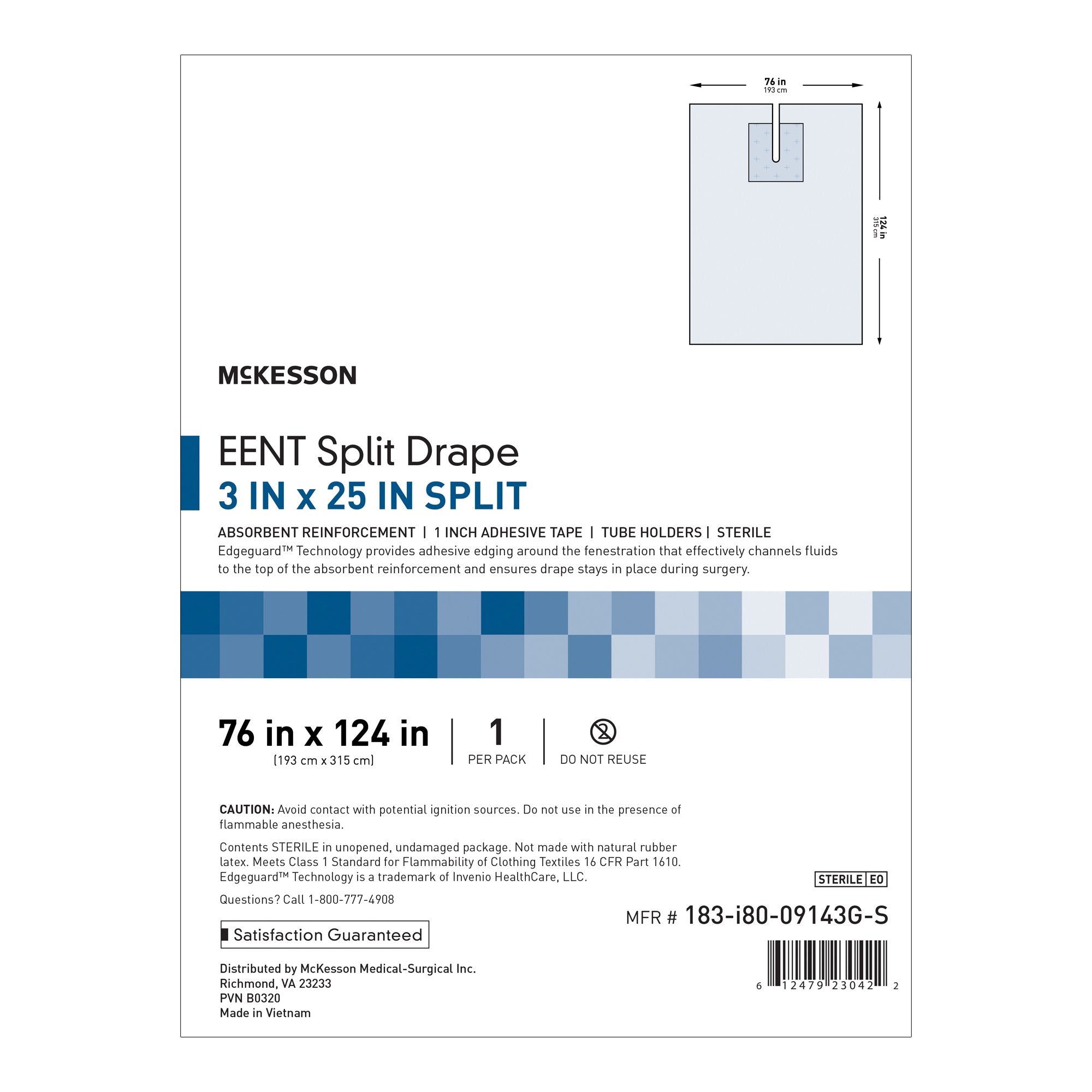McKesson Sterile EENT Split Drape, 76 x 124 Inch