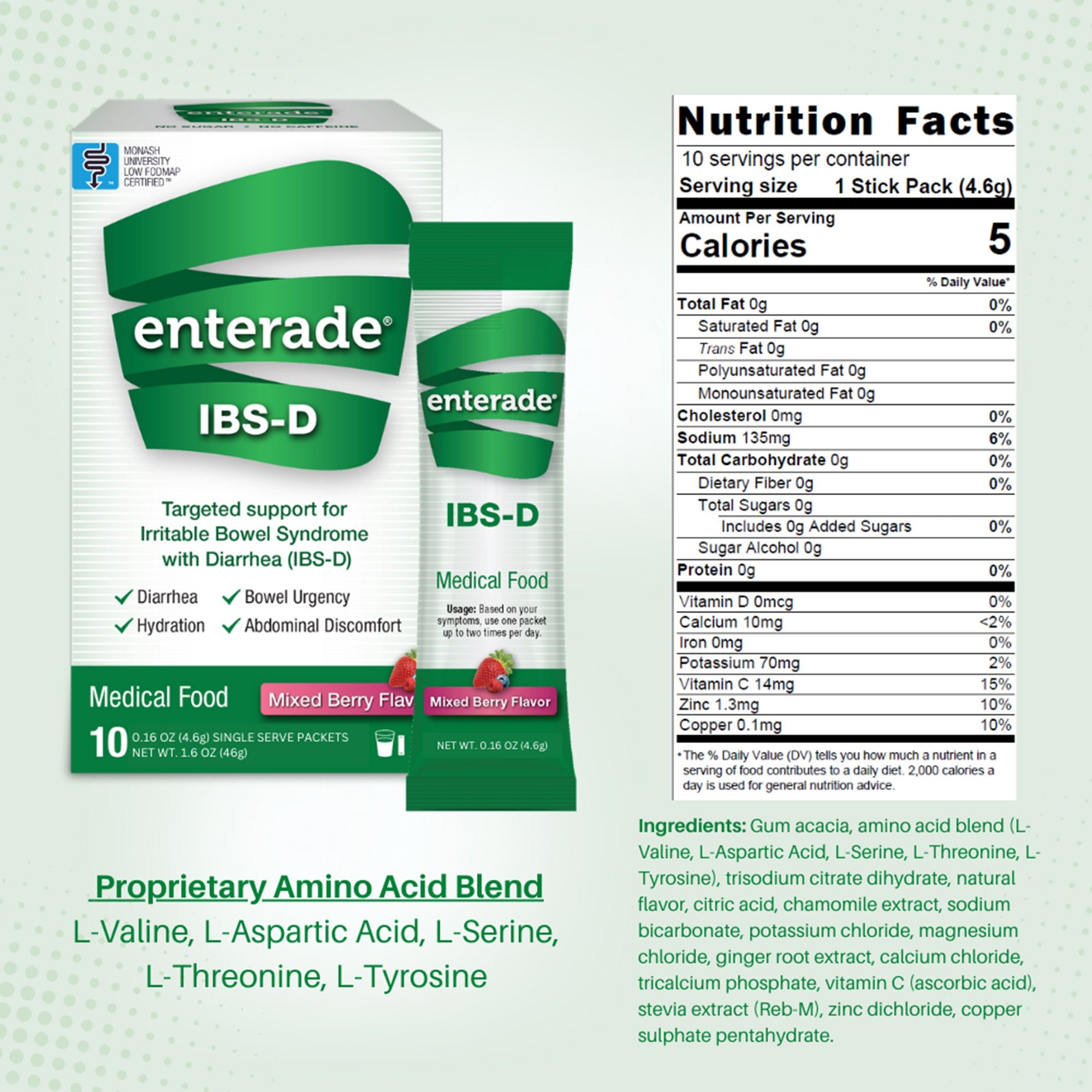 Oral Supplement enterade® IBS-D Mixed Berry Flavor Powder 0.14 oz. Individual Packet - image 3