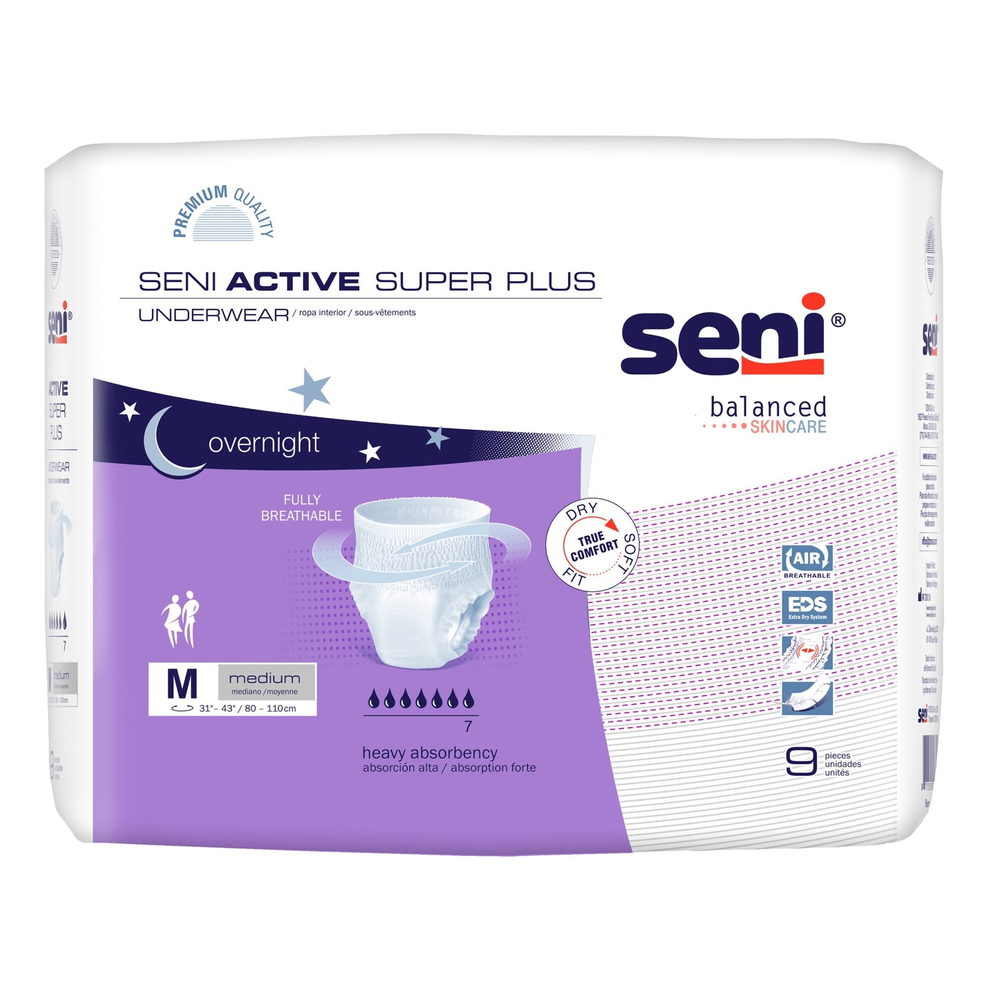 Seni® Active Super Plus Heavy Absorbent Underwear, Medium (9 Units)