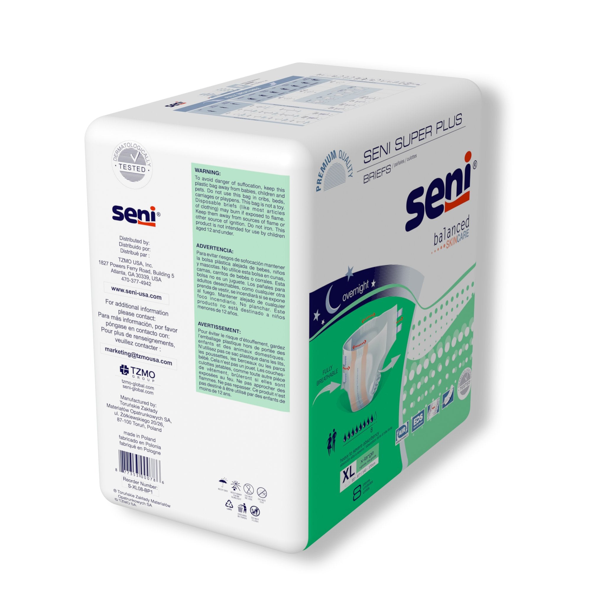 Seni® Super Plus Heavy to Severe Absorbency Incontinence Brief, Extra Large (8 Units)