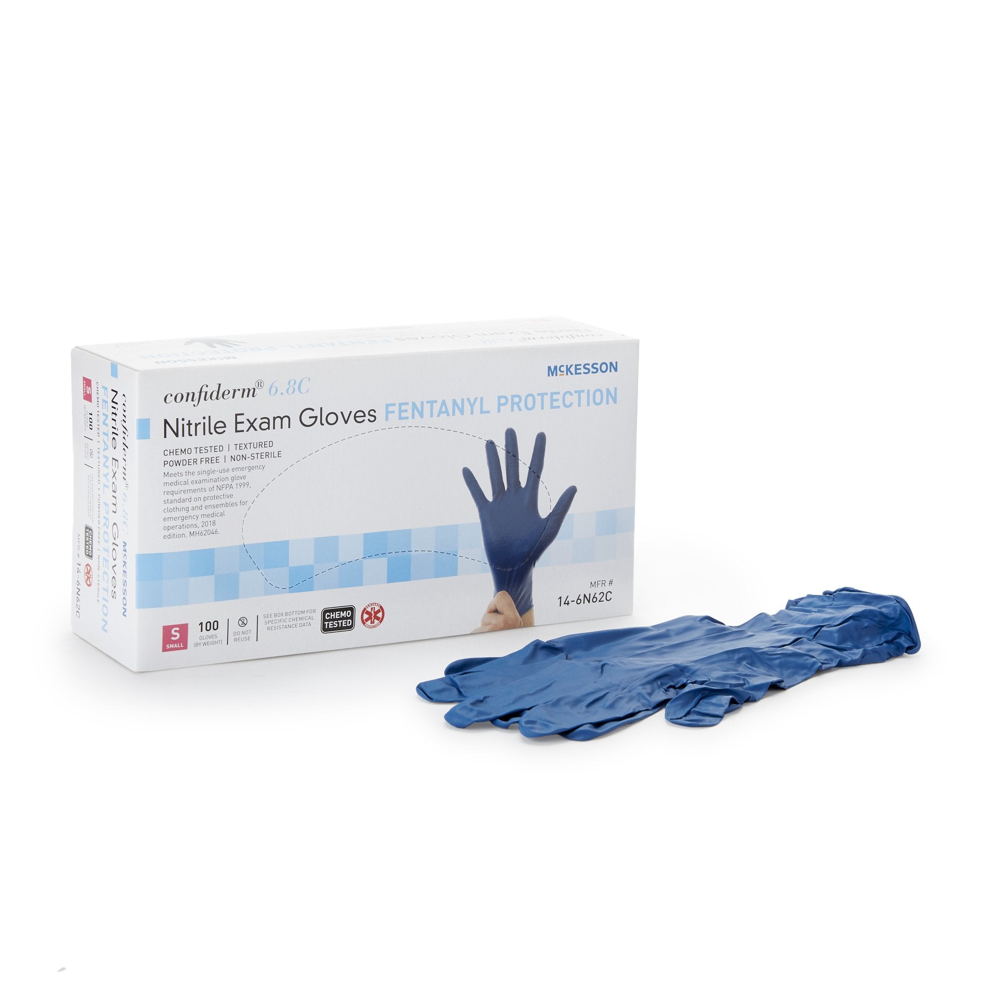 McKesson Confiderm® 6.8C Nitrile Exam Glove, Small, Blue (100 Units)