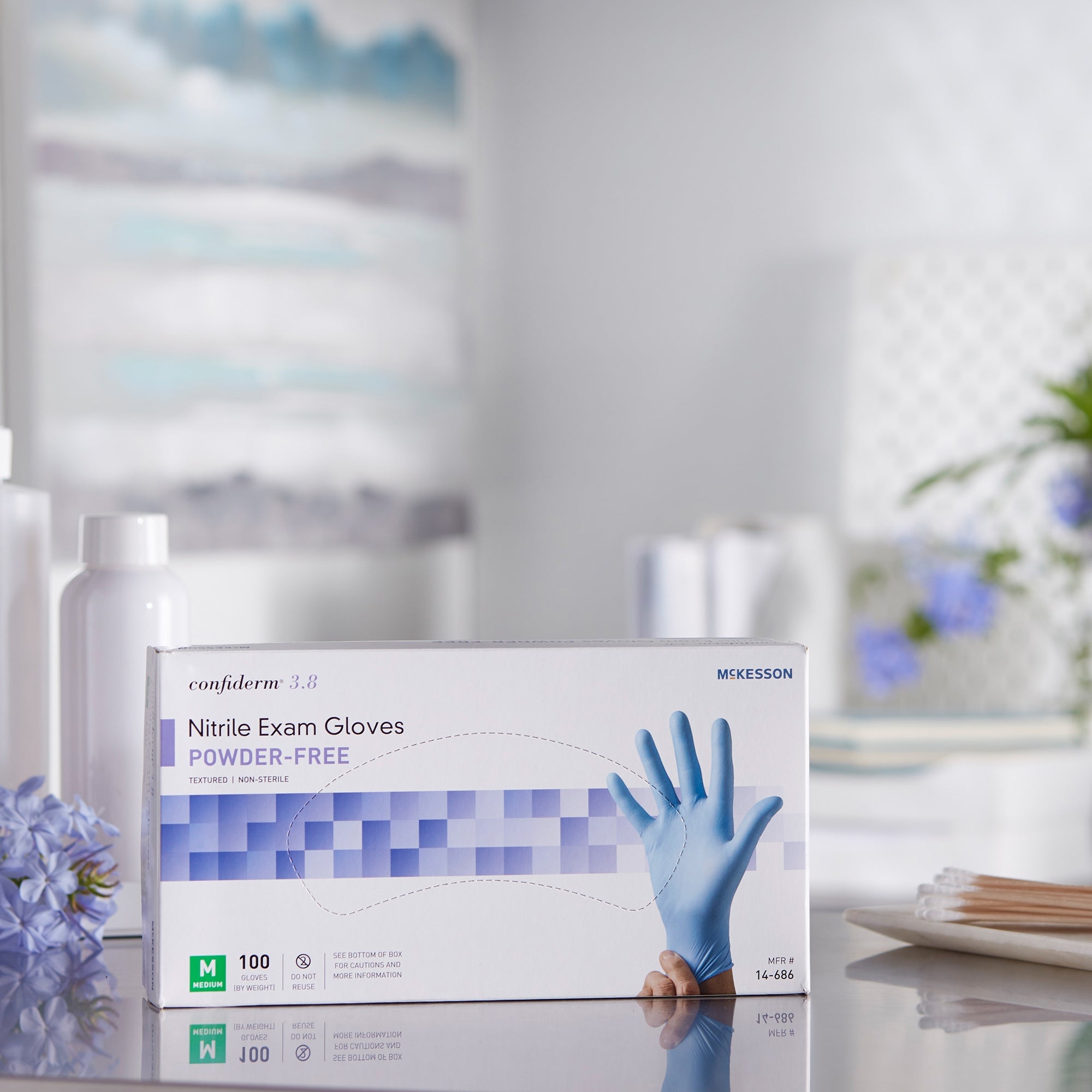McKesson Confiderm 3.8 Medium Nitrile Exam Gloves, Blue - 100 Pack