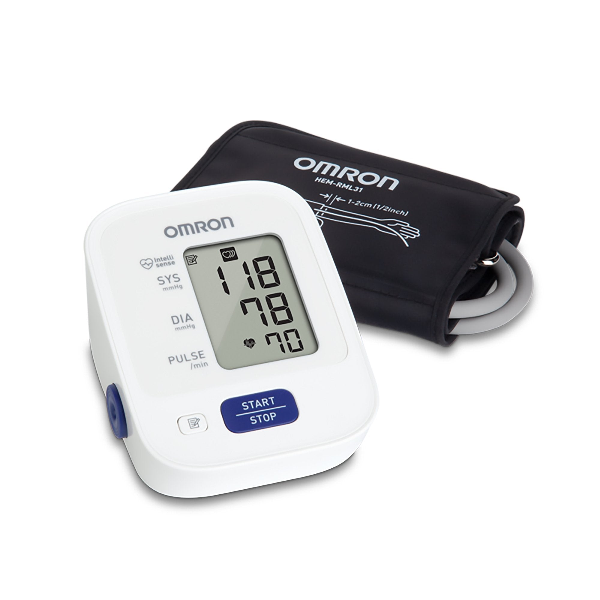 Omron 3 Series Digital Blood Pressure Monitoring Unit 1 Tube, Pocket Size, Handheld, Adult Large Cuff (1 Unit)