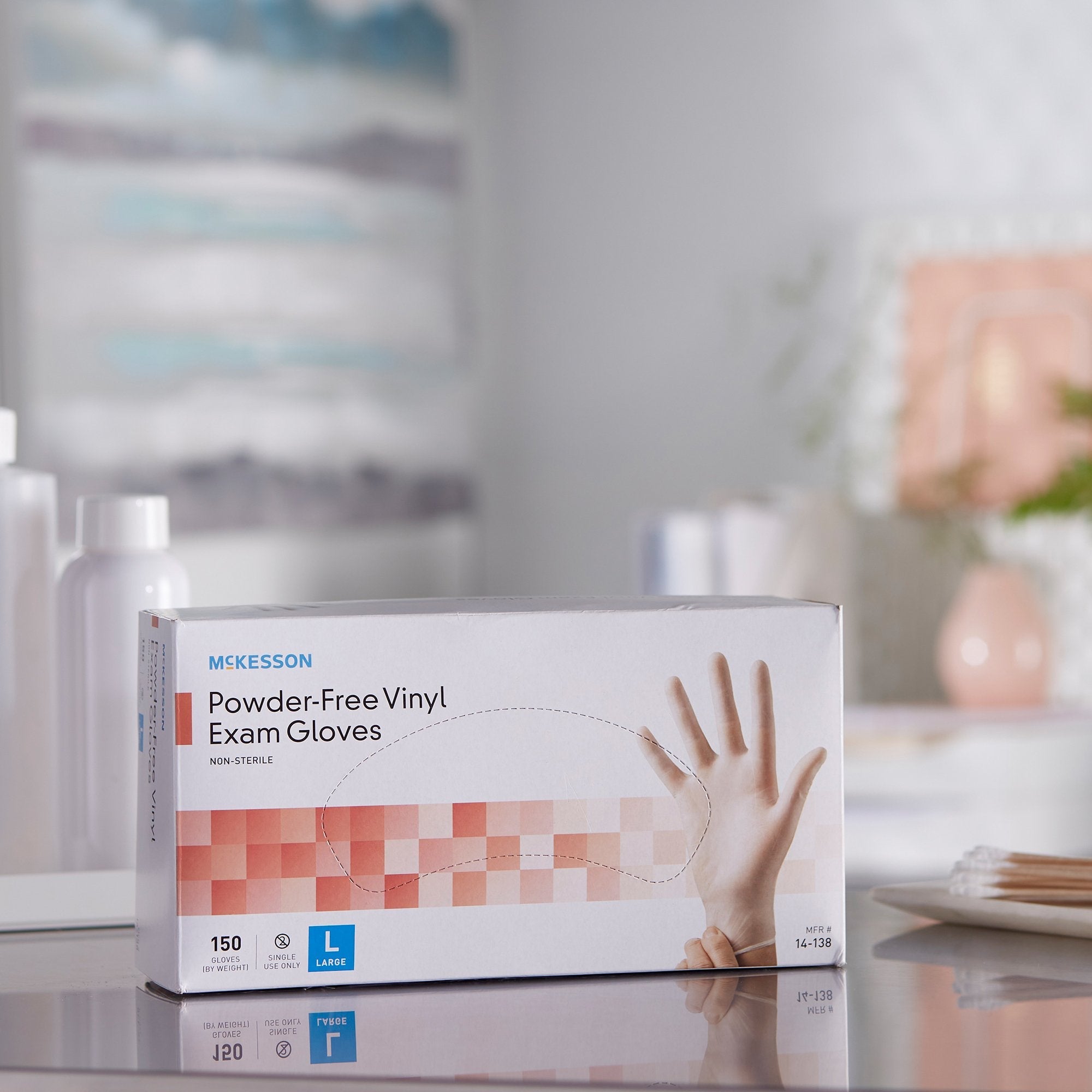 McKesson Large Vinyl Exam Gloves - Clear, Powder-Free (150 Pack)