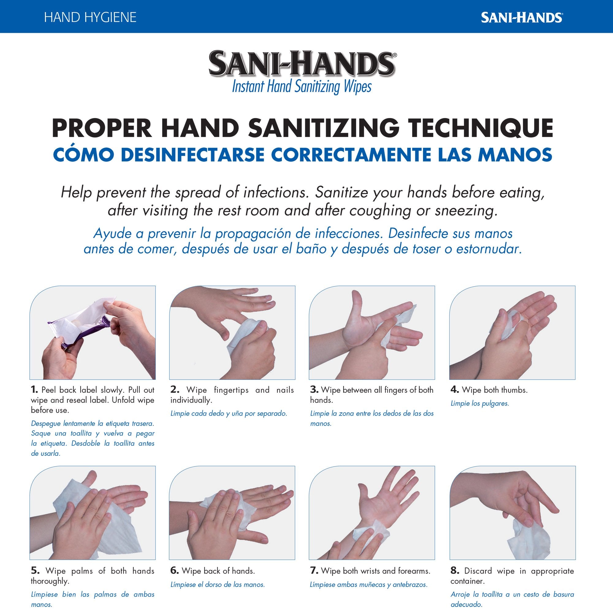 Hand Sanitizing Wipe Sani-Hands® 20 Count Ethyl Alcohol Wipe Soft Pack - image 2