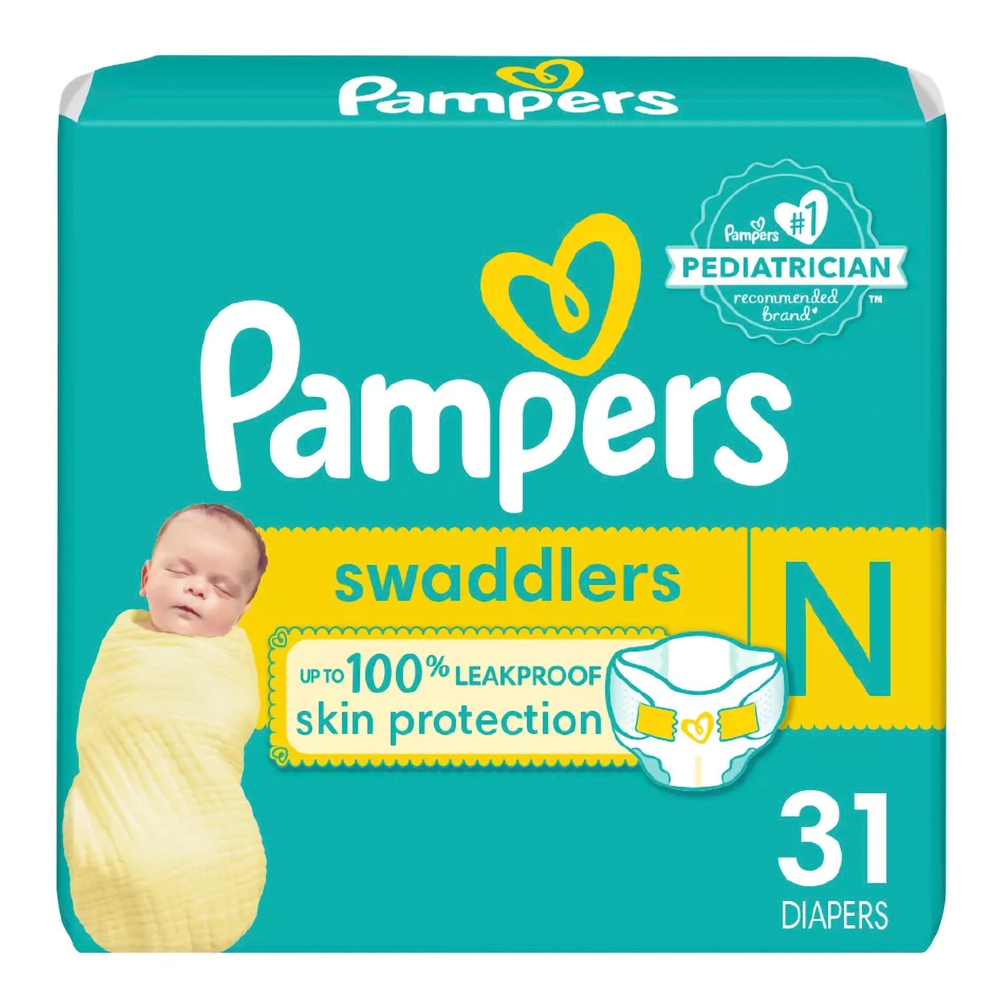 Unisex Baby Diaper Pampers® Swaddlers Newborn Disposable Heavy Absorbency