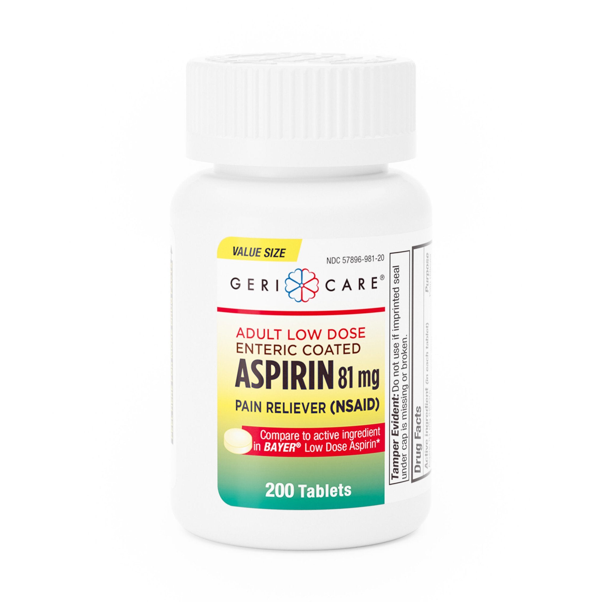 Pain Relief Geri-Care® 81 mg Strength Aspirin Tablet 200 per Bottle