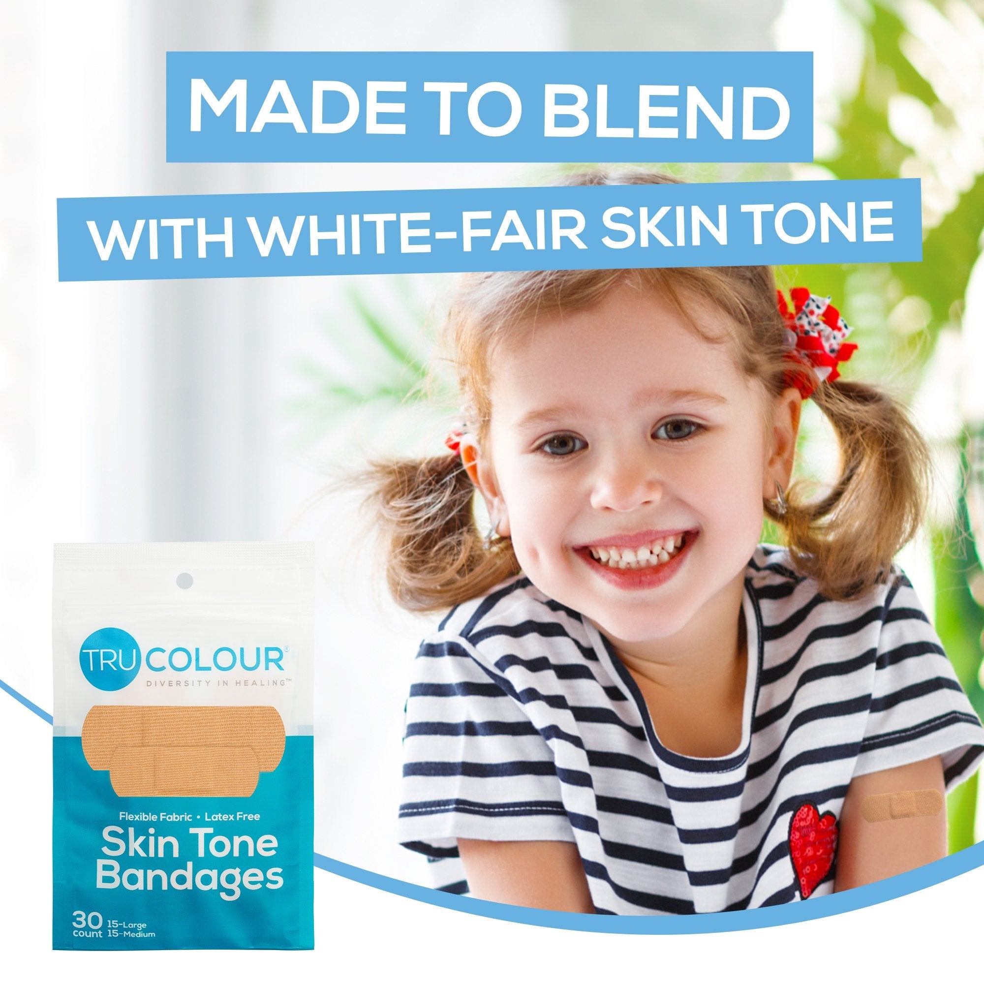 Tru-Colour Skin Tone Adhesive Bandages for Fair Skin Tone Shades (30 Units)