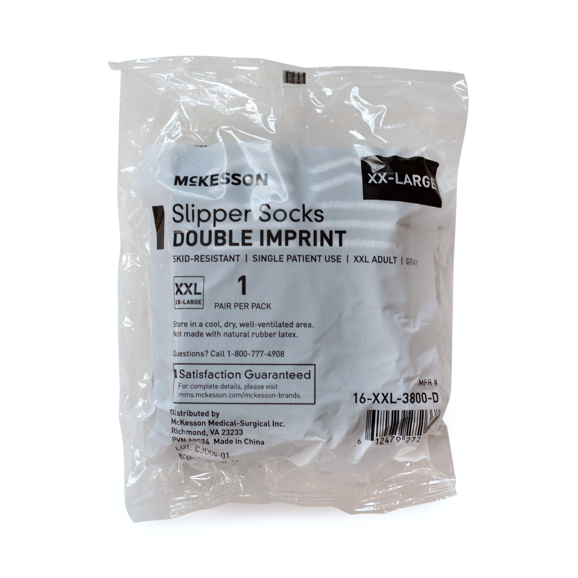Slipper Socks McKesson Unisex Adult 2X-Large Double Tread Single Patient Use Gray - image 6