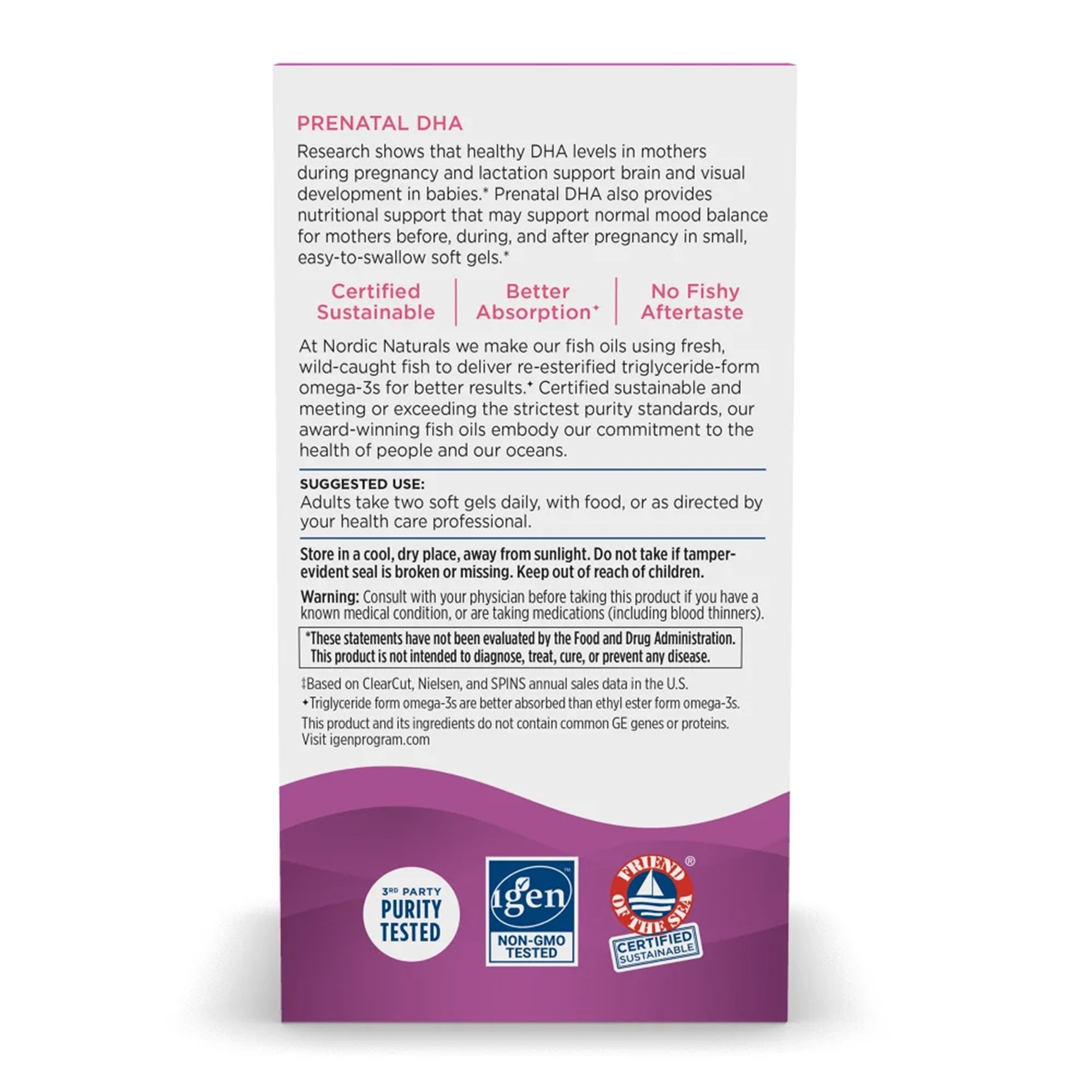 Dietary Supplement Nordic Naturals® Prenatal DHA Vitamin D3 10 mcg Strength Softgel 90 per Bottle - image 3