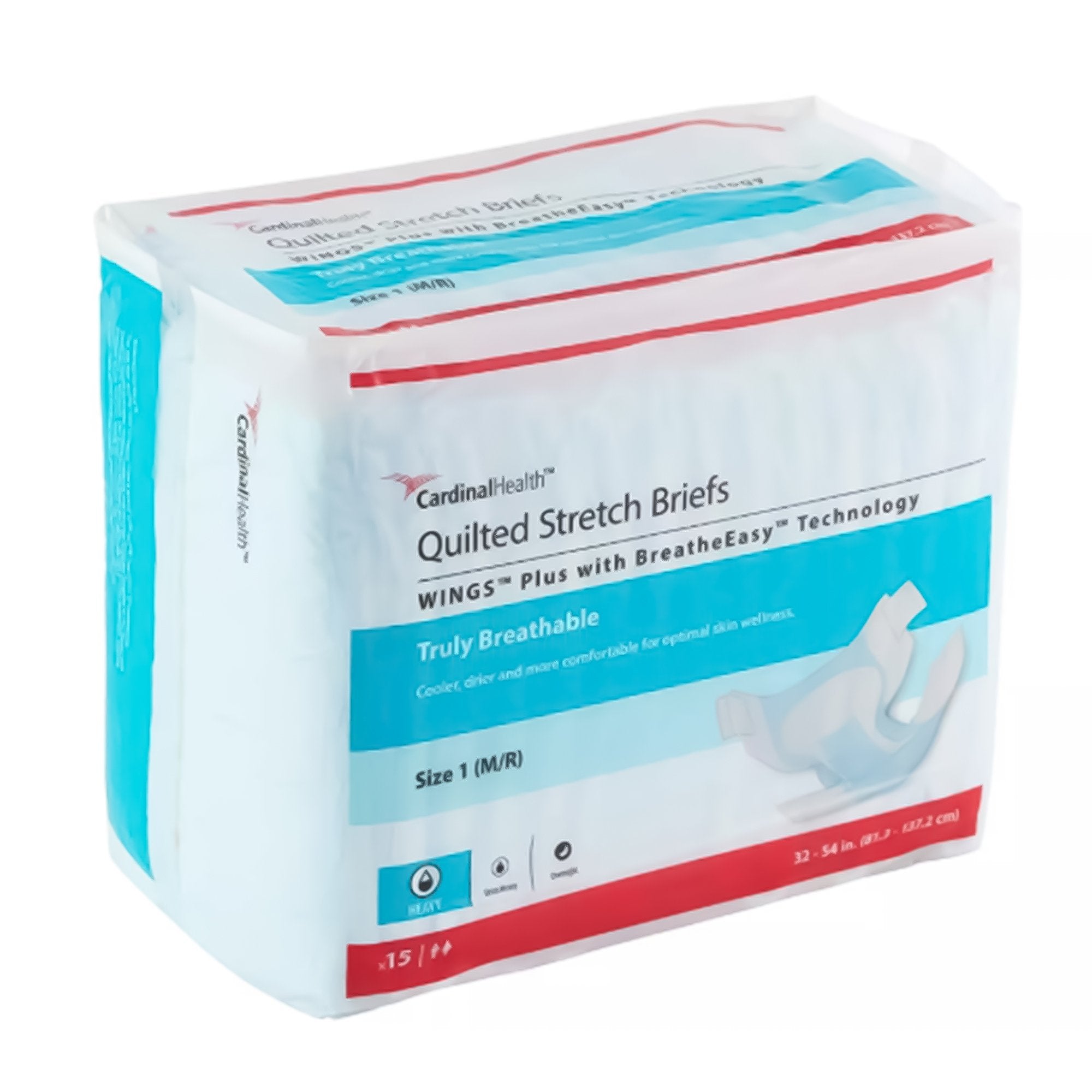 Incontinence Brief Wings™ Plus Adult Size 1 / Medium Unisex Disposable Heavy Absorbency